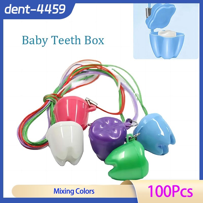 100Pcs Dental Baby Deciduous Tooth Box Milk Tooth Save Storage Mixing Colors