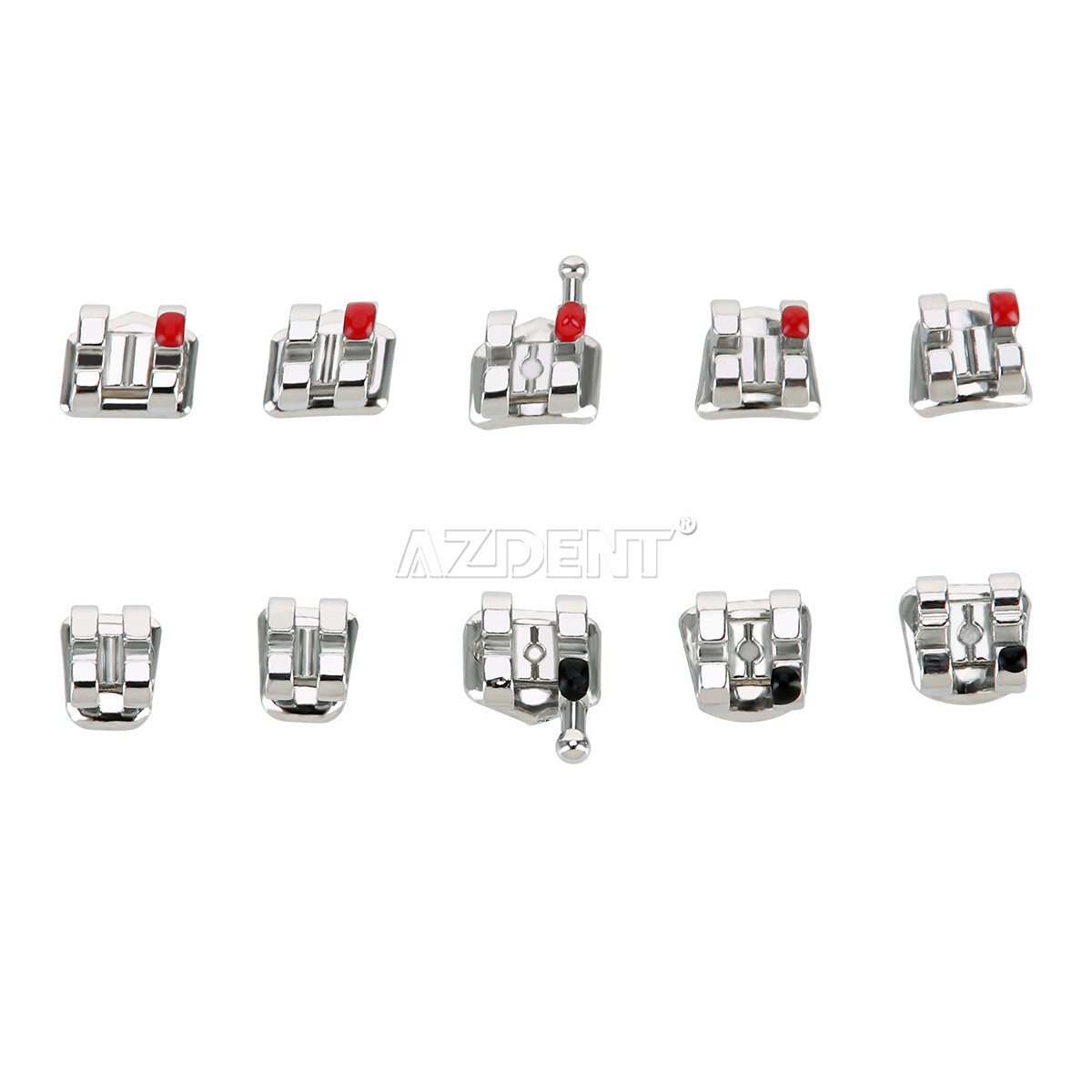 10 Packs Brackets Metálicos de Ortodoncia Dental Mini Roth .022 Ganchos 3 AZDENT