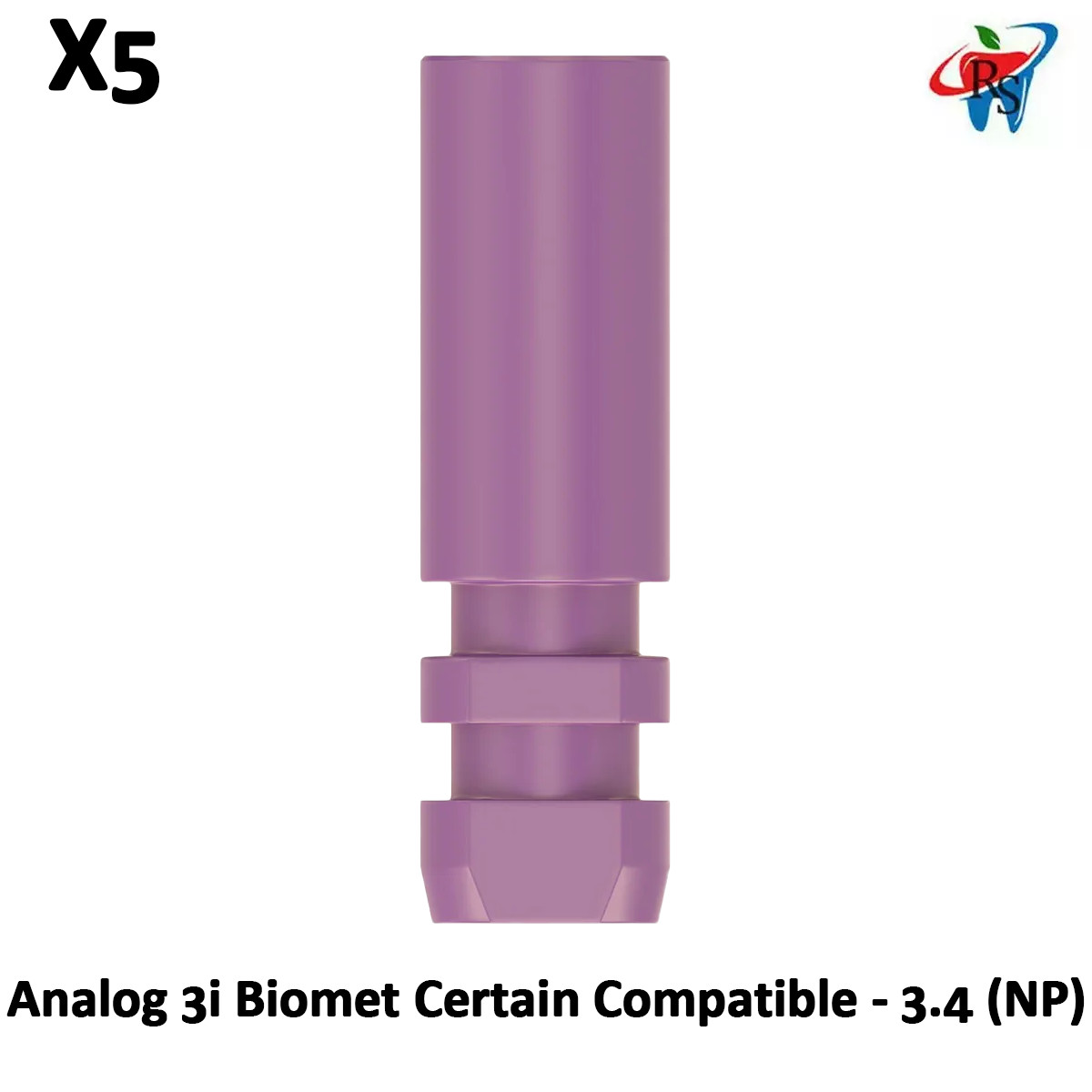 5x Dental Analog 3i Biomet Certain Compatible 3.4 NP Titanium Lab Replica