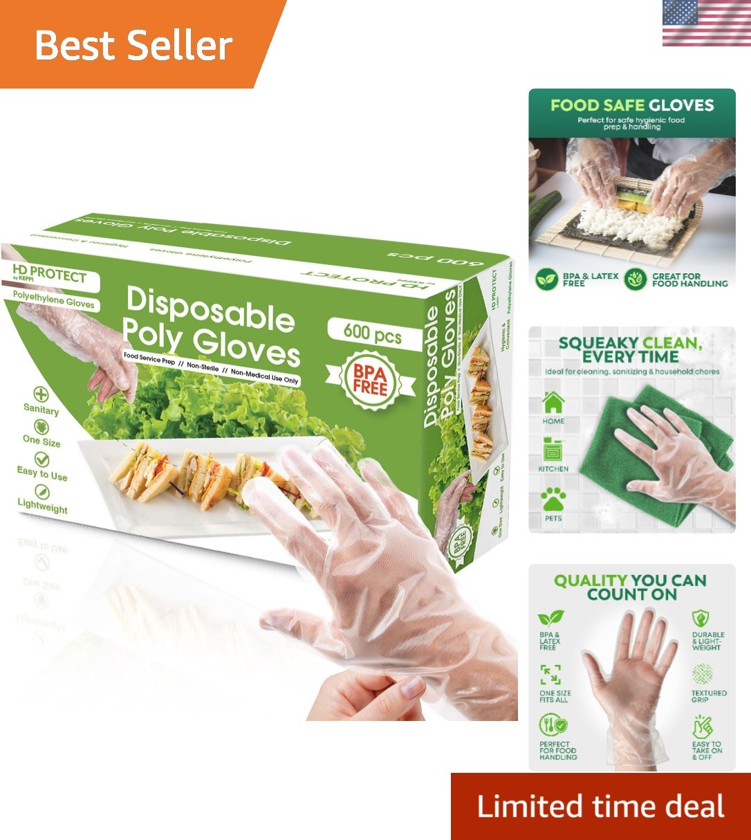 Versatile 600-Count Disposable Gloves – High-Density Polyethylene & Food Safe