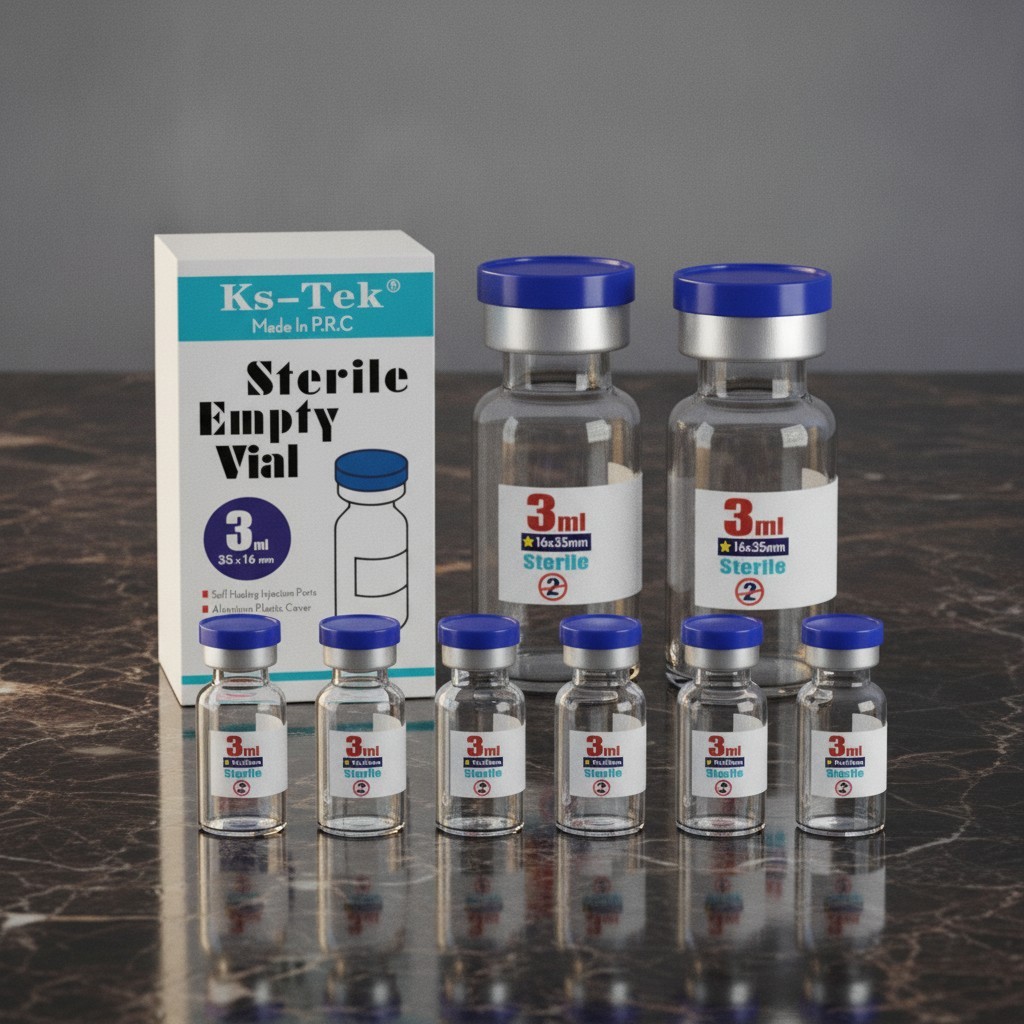 Sterile Glass Vials 3ml with Injection Port Flip Cap 10pcs Medical Vial