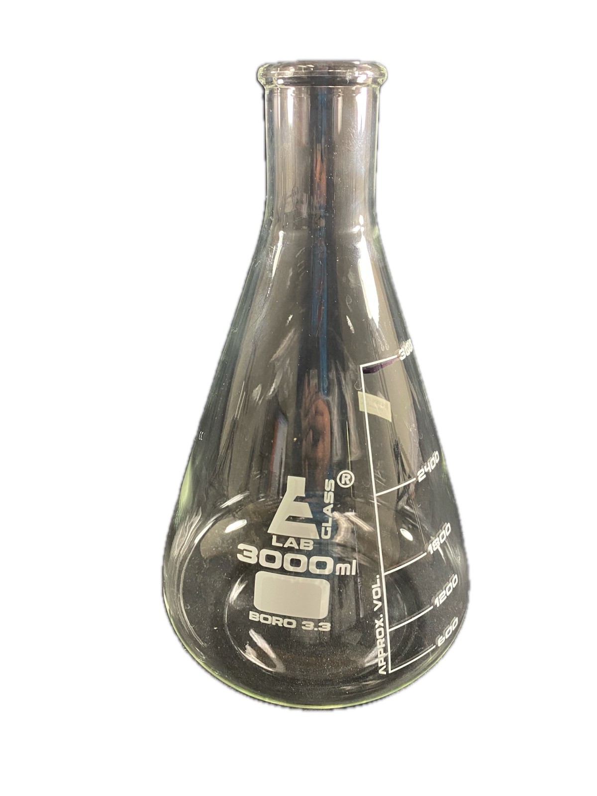 EISCO LABS 3000mL Glass Narrow Neck Conical Graduated Erlenmeyer Flask CH0424J