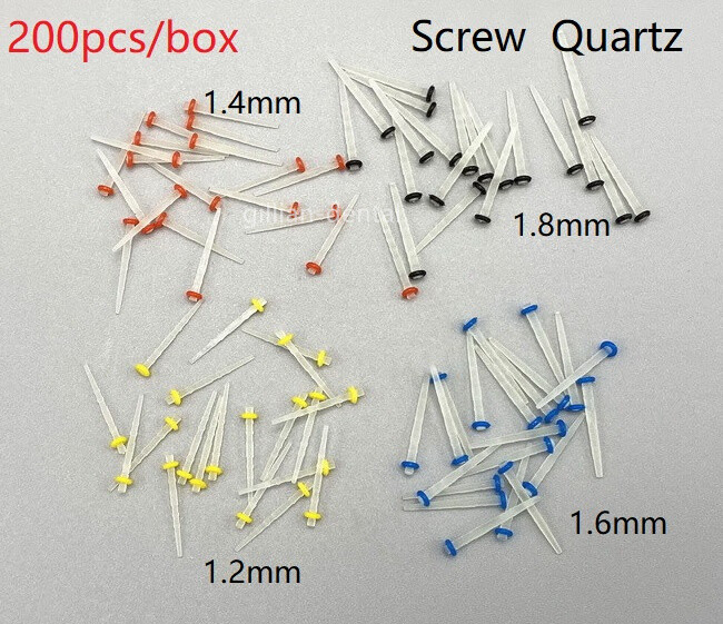 200pcs Dental Quartz Fiber Post Transparent Root Canal Pins Screw 1.2-1.8mm