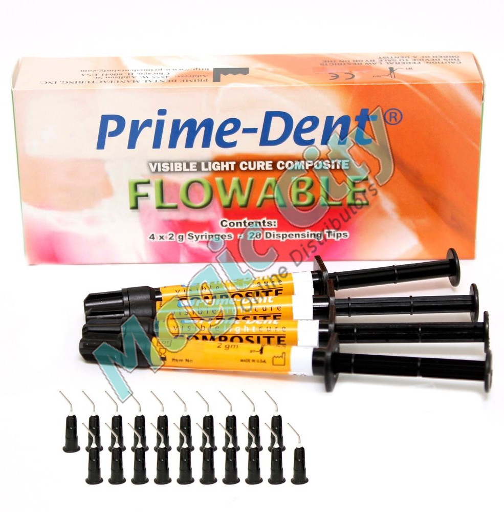 Prime-Dent Flowable Light Cure Dental Composite 4 Syringe Kit – B2