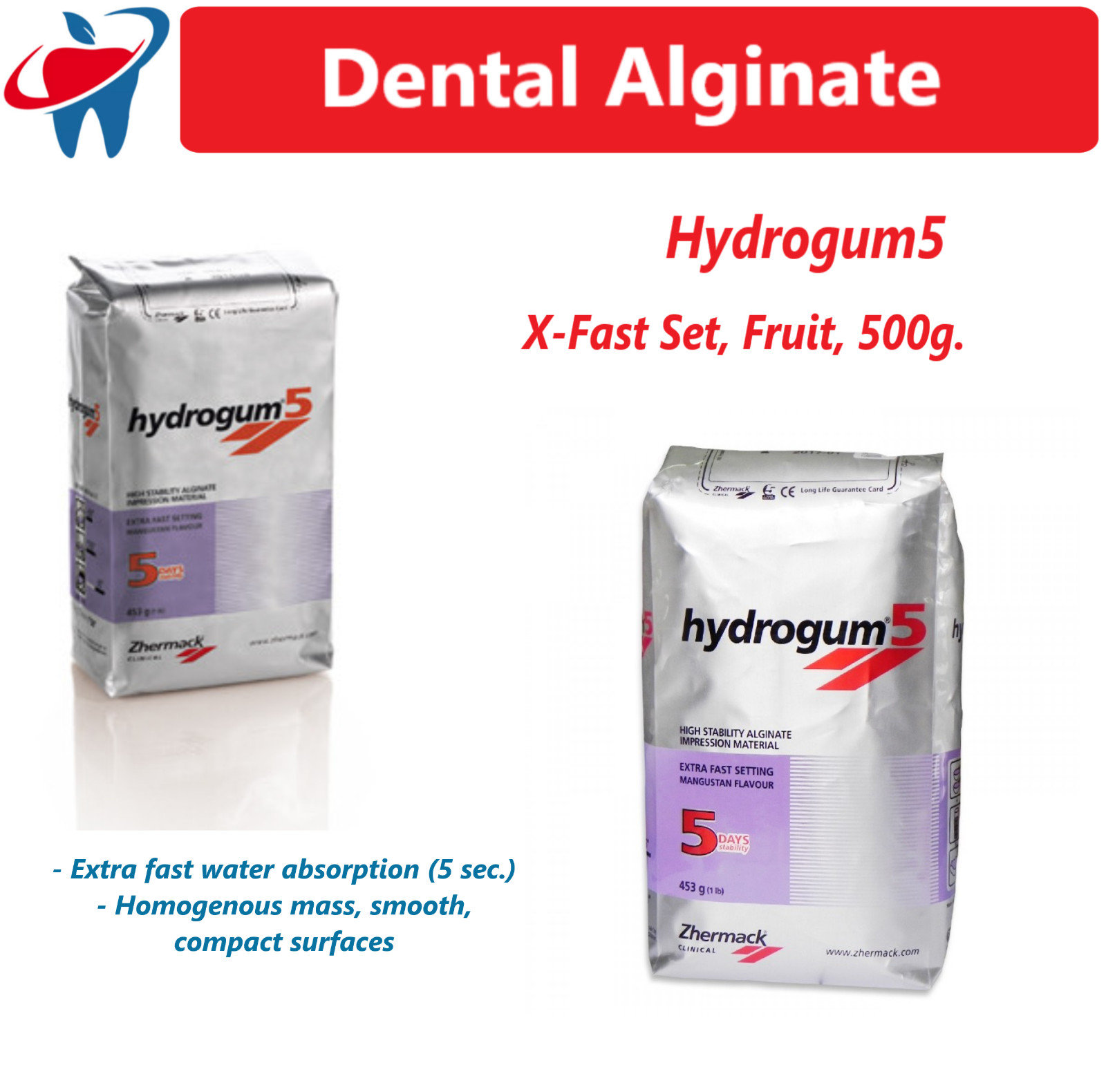 Dental Alginate Hydrogum, Orthoprint, Hydrogum5, Fast / X -Fast Set, Dust free