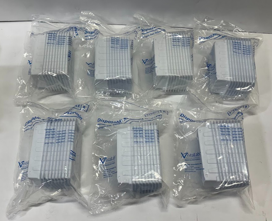 (70 COUNT) VISTALAB 100mL Polystyrene White Disposable Reagent Reservoirs