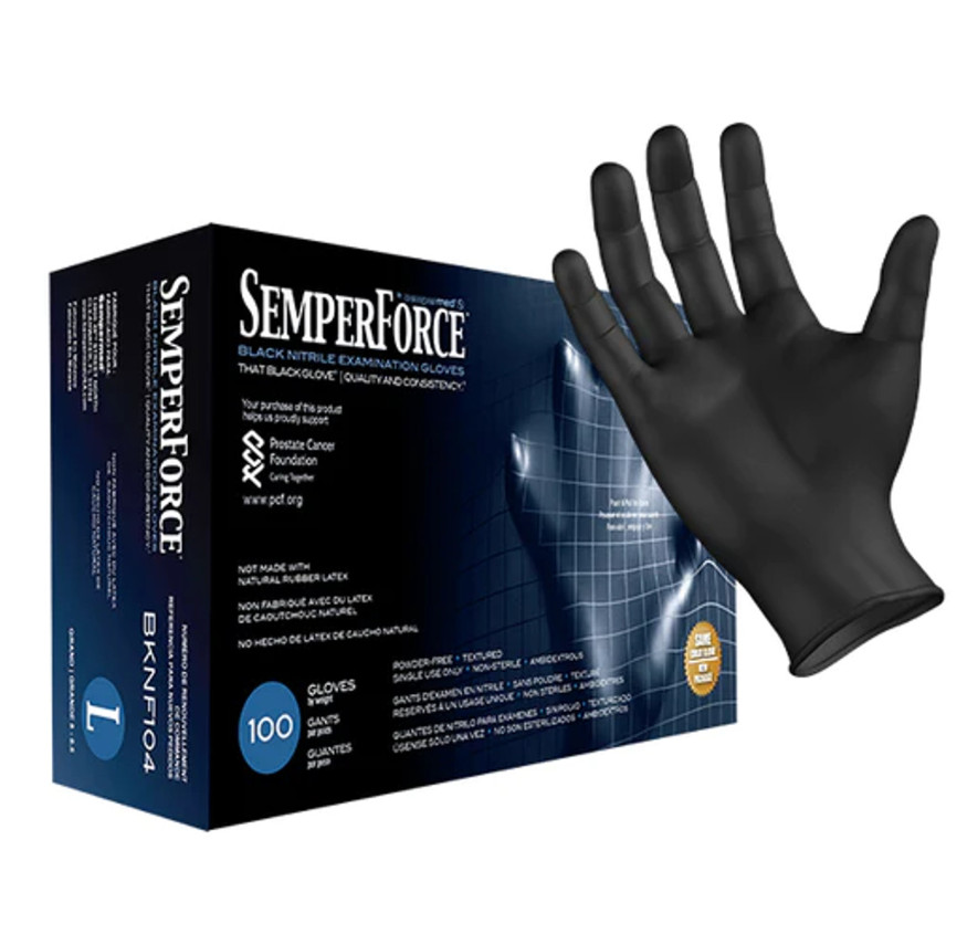 SemperForce Black Nitrile Gloves, Small (5 mil) | 1000 ct Exam Grade