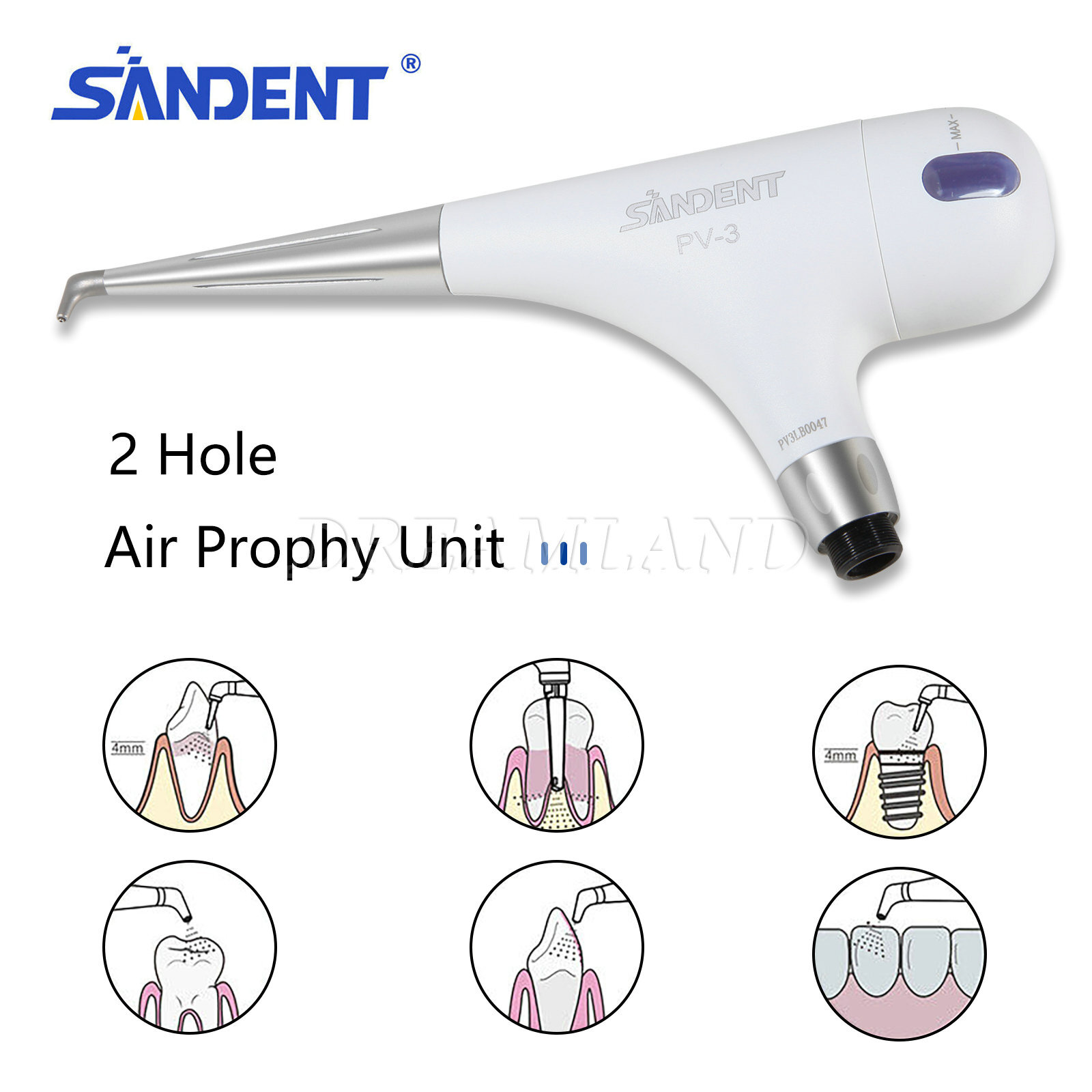 Dent PV-3 Air Polisher Flow Teeth Polishing Handpiece Hygiene Prophy Jet 2H/4H