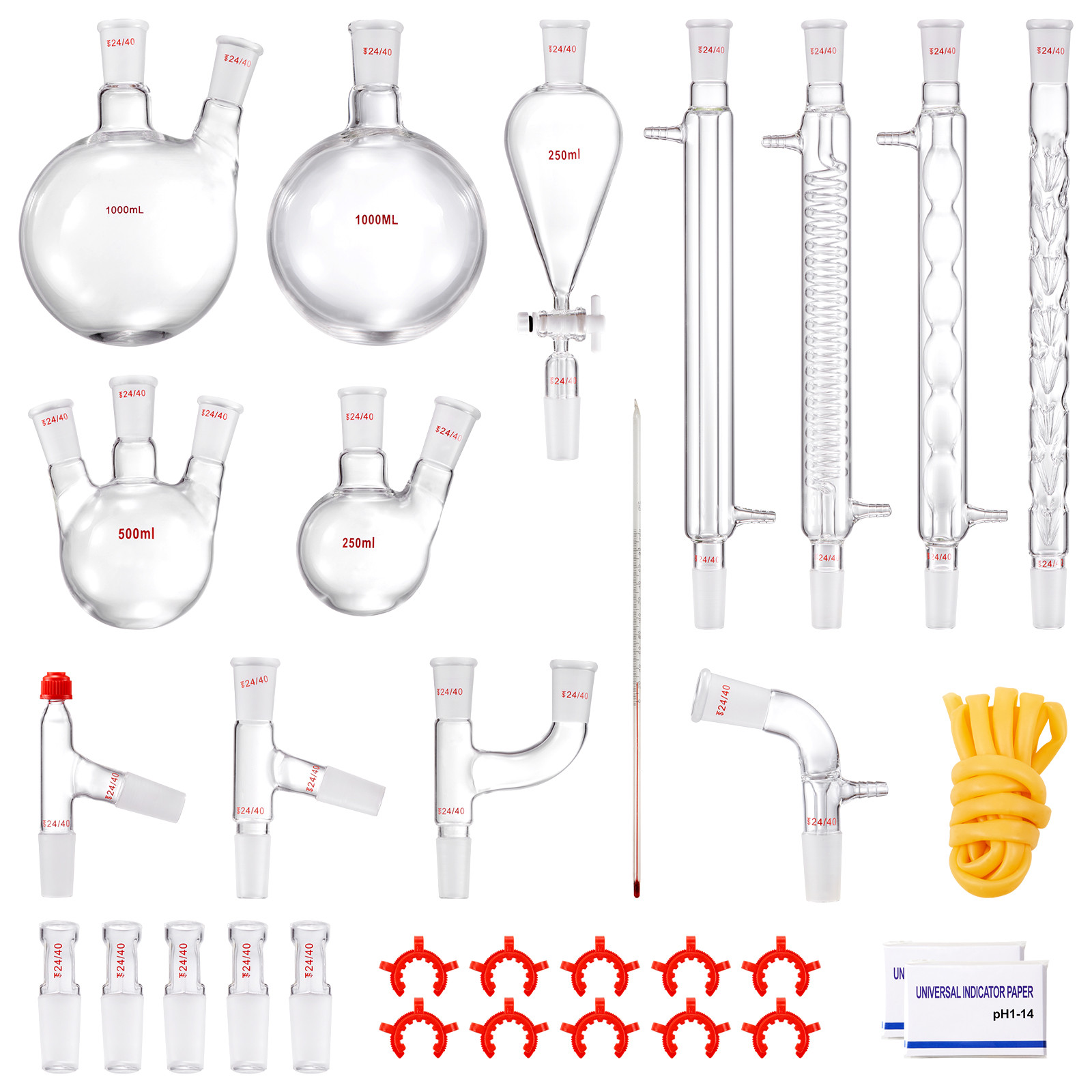 VEVOR Lab Glassware Distillation Kit 1000ml 3.3 Boro 32 pcs Glassware Equipment