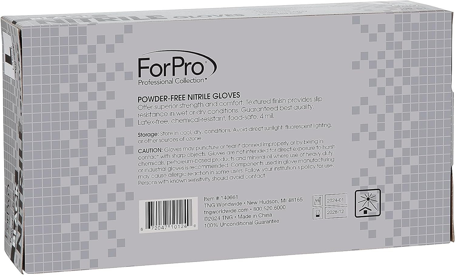 ForPro Disposable Nitrile Gloves, Chemical Resistant, Powder-Free, Latex-Free, N