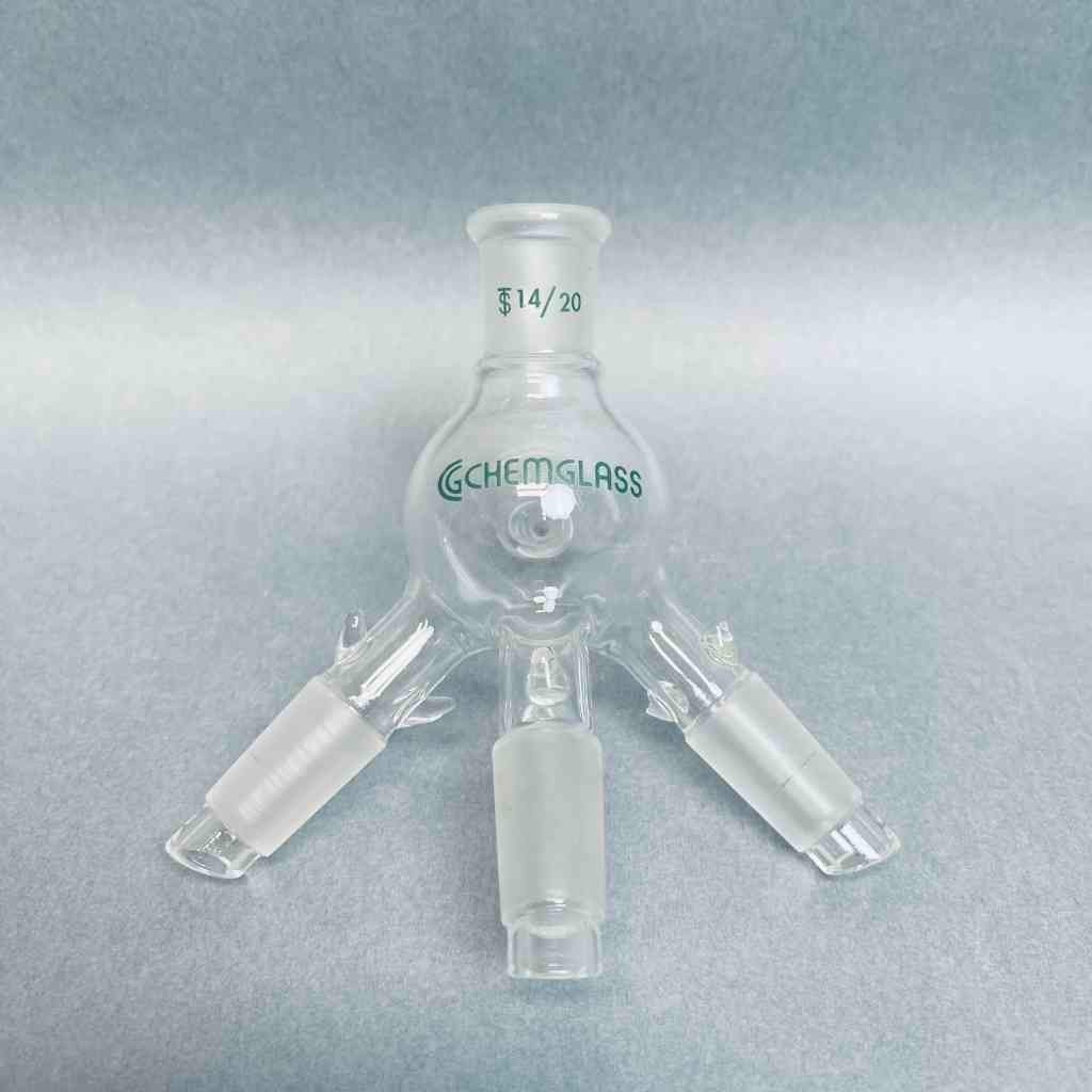 Chemglass Cow Type Distilling Receiver Adapter 14/20 Joints