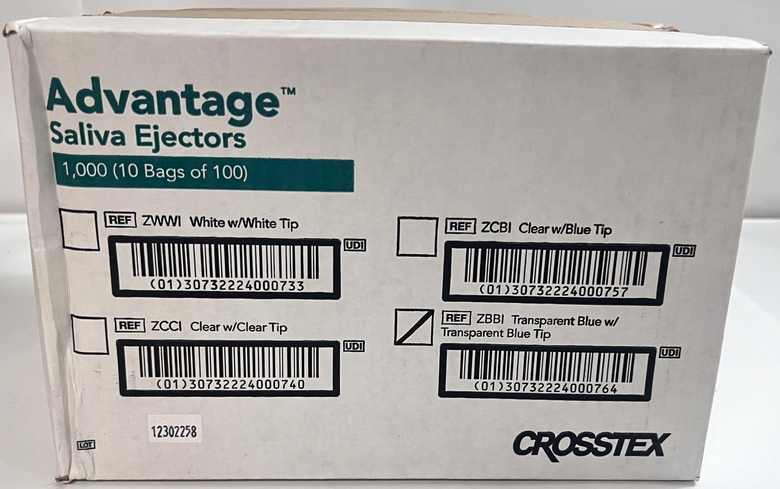 Advantage Transparent Blue Saliva Ejectors 1,000 (10 Bags of 100)