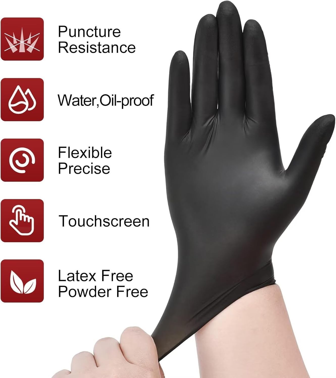 Comfortable, Heavy Duty Nitrile Gloves – 6 Mil Black, Perfect for Sensitive Skin