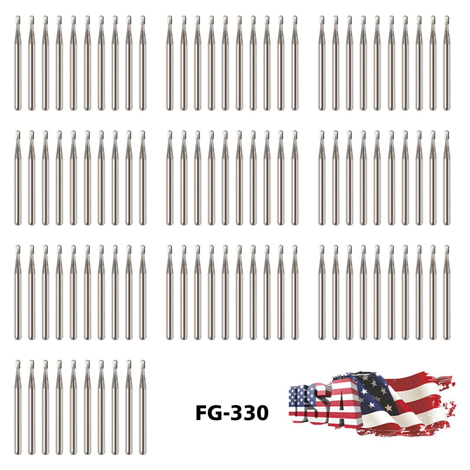 10-100pcs FG330 Dental Pear Carbide Bur High Speed 19mm Friction Grip Drill Bits