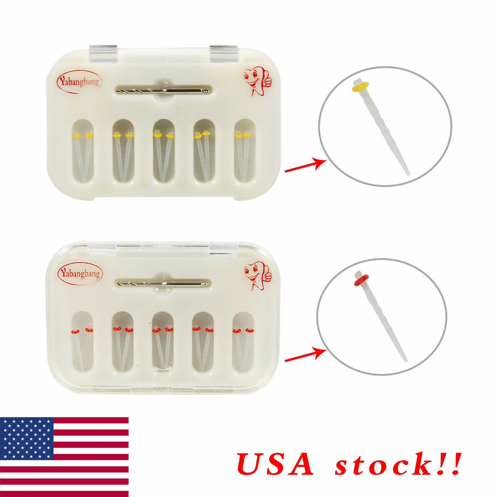 Dental Fiber Post Screw Thread Quartz Drills Yellow/Red USA