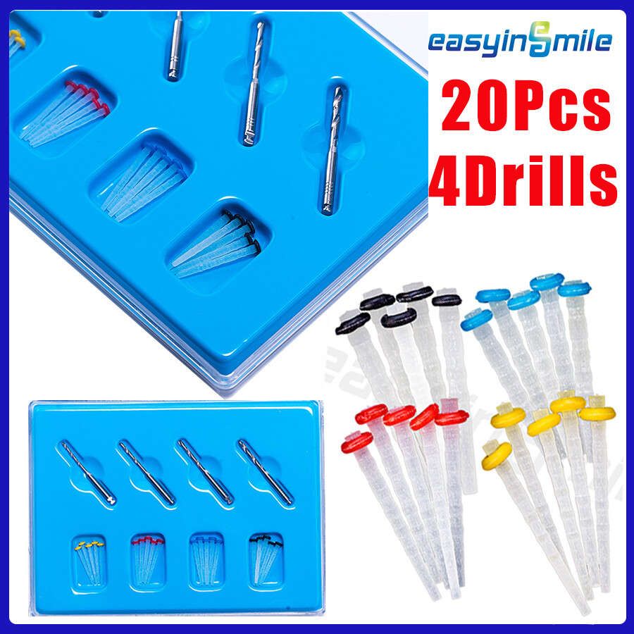 Dental Endo Fiber Posts Quartz root canal pins Resin Glass Screw Pile Posts 20Pc