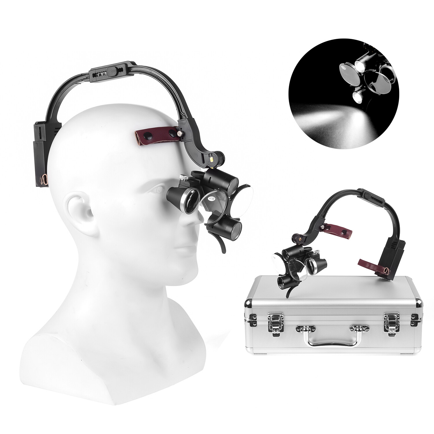 Dental 5W LED Wireless Headlight 3.5X Medical Loupes + 2 Batteries HYG-LP124 US