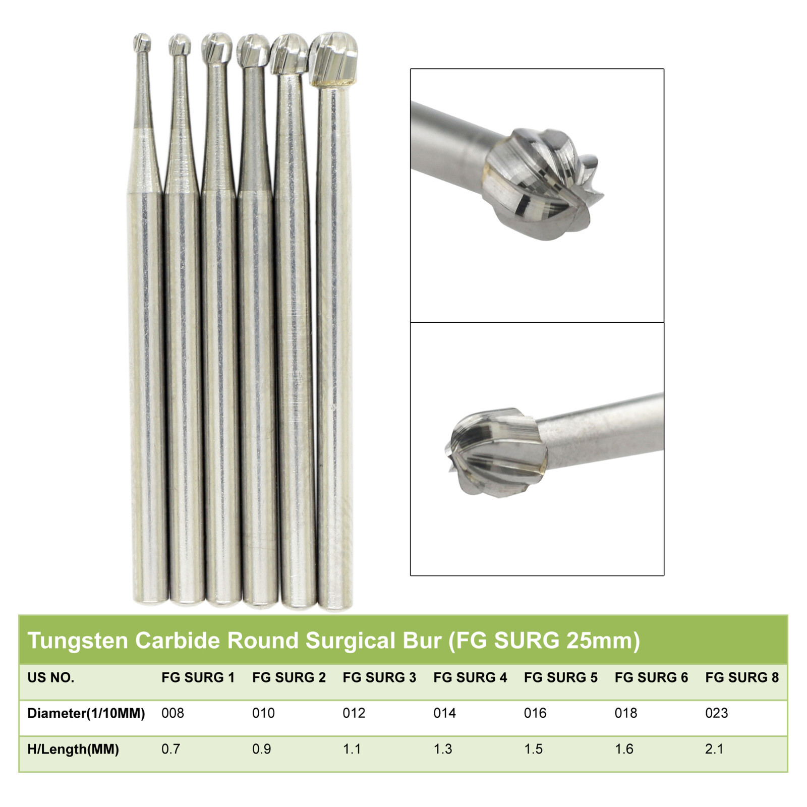 Wave Dental Surgical Burs Round FG SURG 2 4 6 8 High Speed Carbide Bur 19mm 25mm