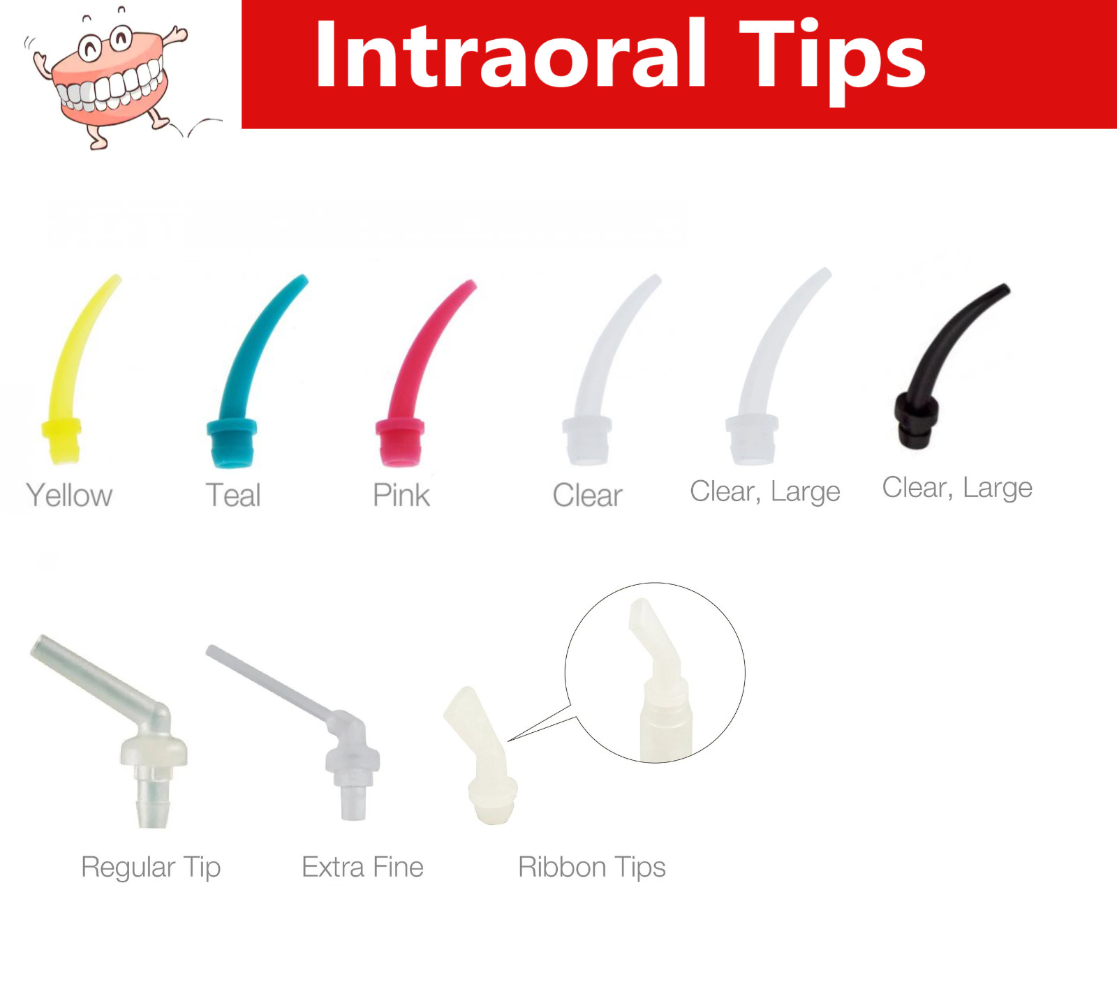 Dental HP Intraoral Tips, Pink Intraoral Tips, Ribbon Tips, Fine Tips 100/Bg