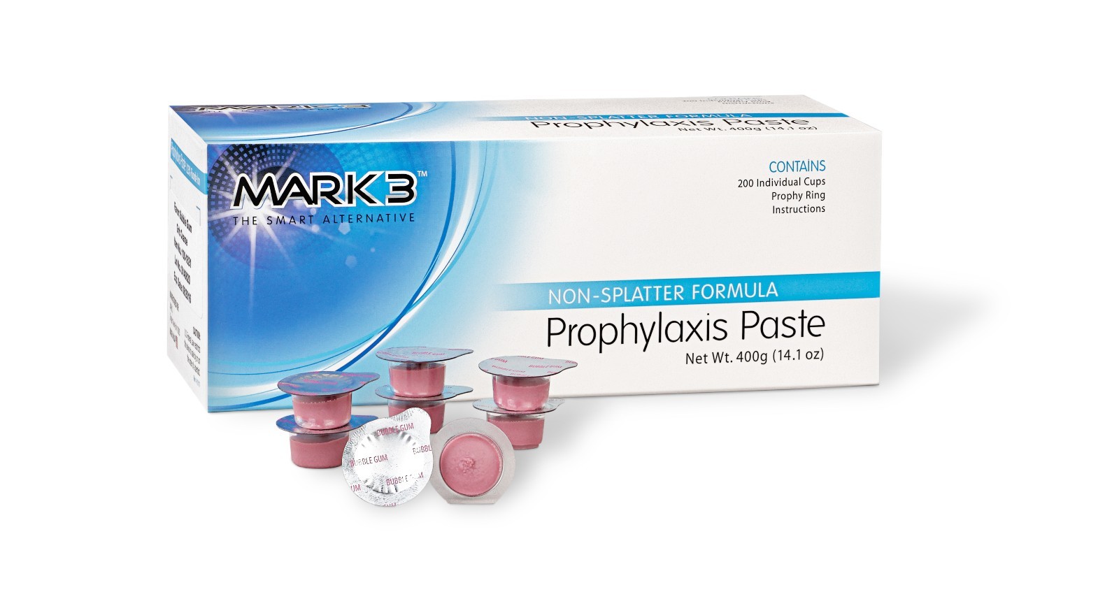 Dental Prophy Paste 200 cups Medium Assorted Prophylaxis Non splatter Mark3 1630