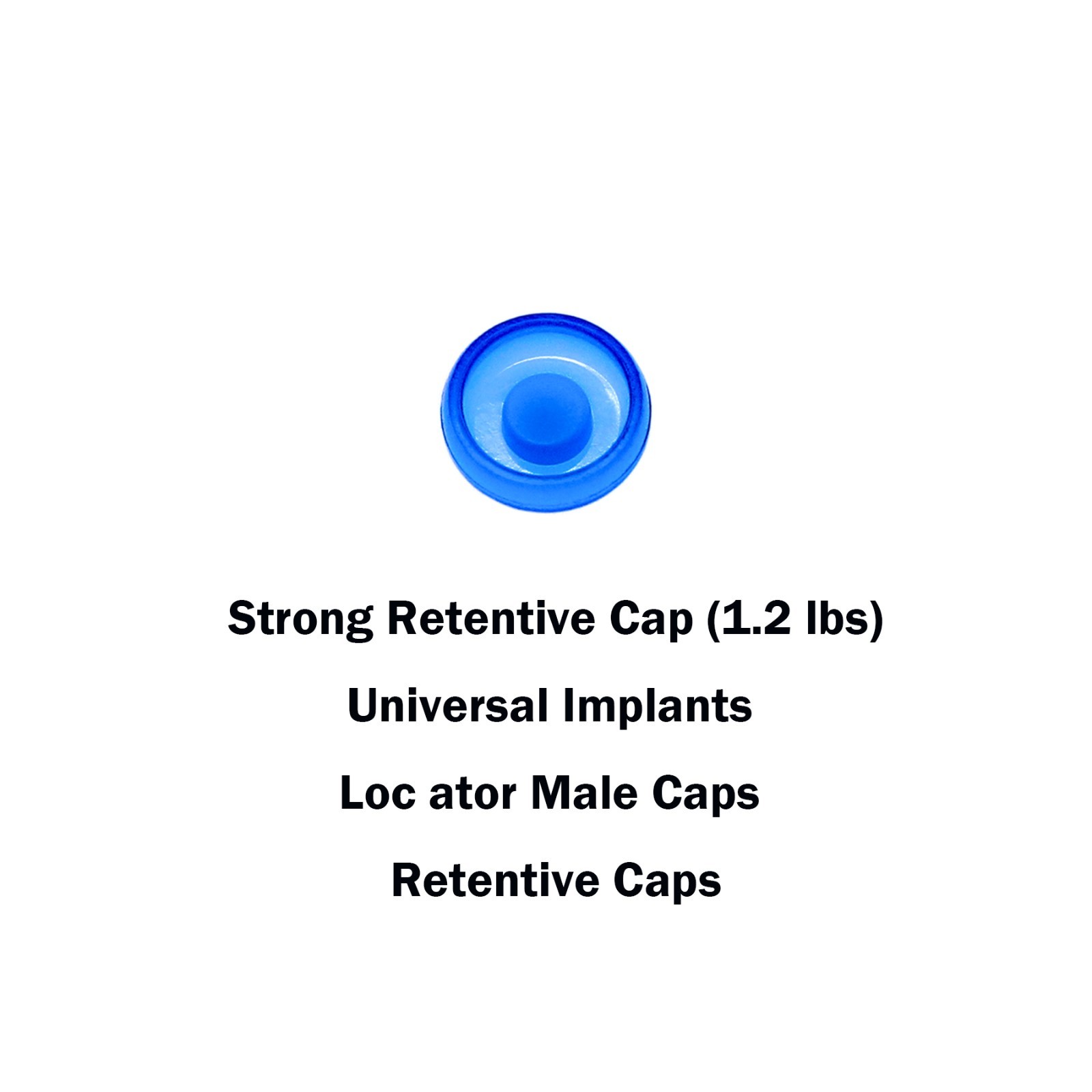 4pcs/set Overdenture Abutment Removable Male Caps Inserts 1.2 lbs Blue Retentive