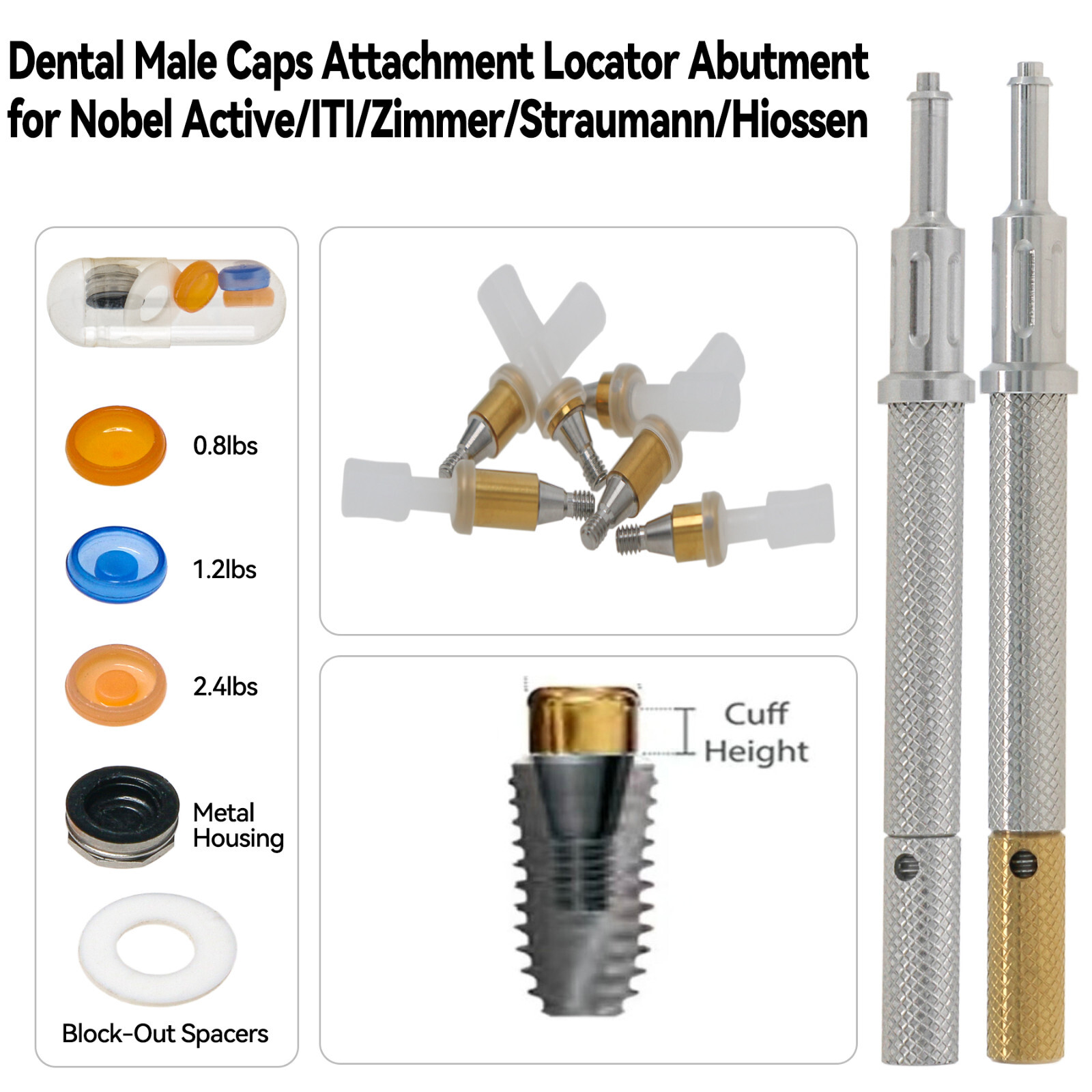 Dental Locator Attachment Abutment for Nobel Active/ITI/Zimmer/Hiossen/Straumann