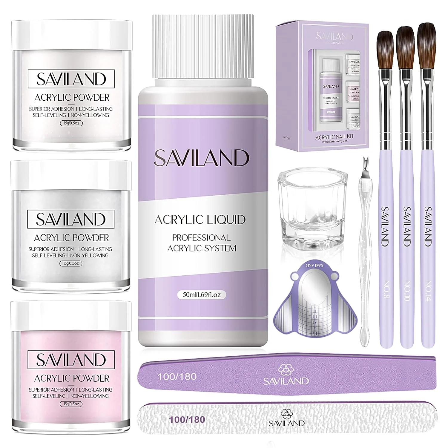 SAVILAND Acrylic Nail Kit Starter Set: Acrylic Nail Kit for Beginners with Every