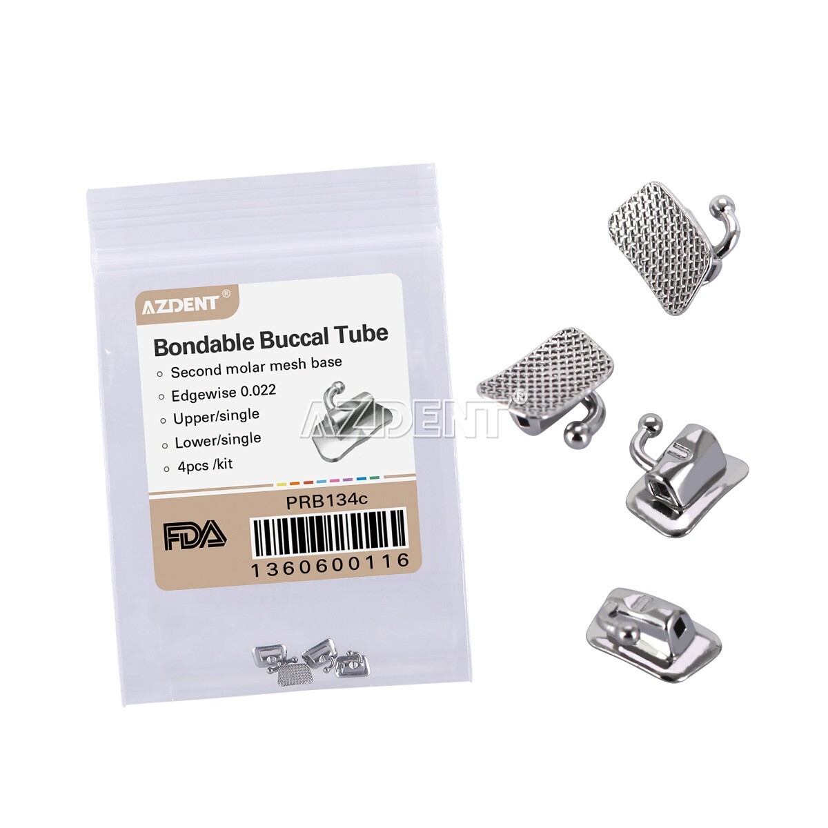 4pcs Dental Orthodontic 1st Molar Edgewise 0.022 Buccal Tubes Bondable Non-conv