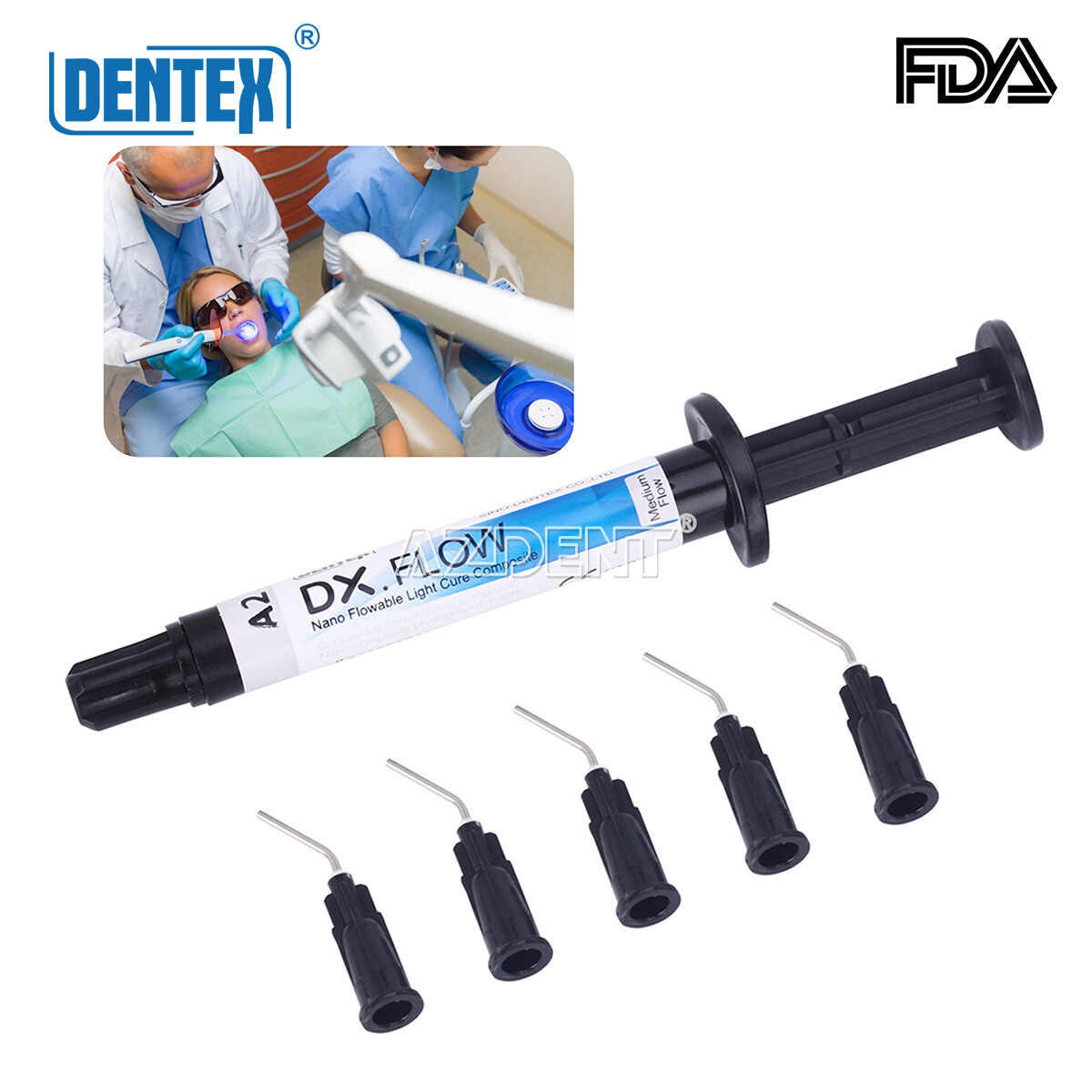 Dental Flowable Medium Flow Light Cure Composite A2 Shade DENTEX DX.FLOW