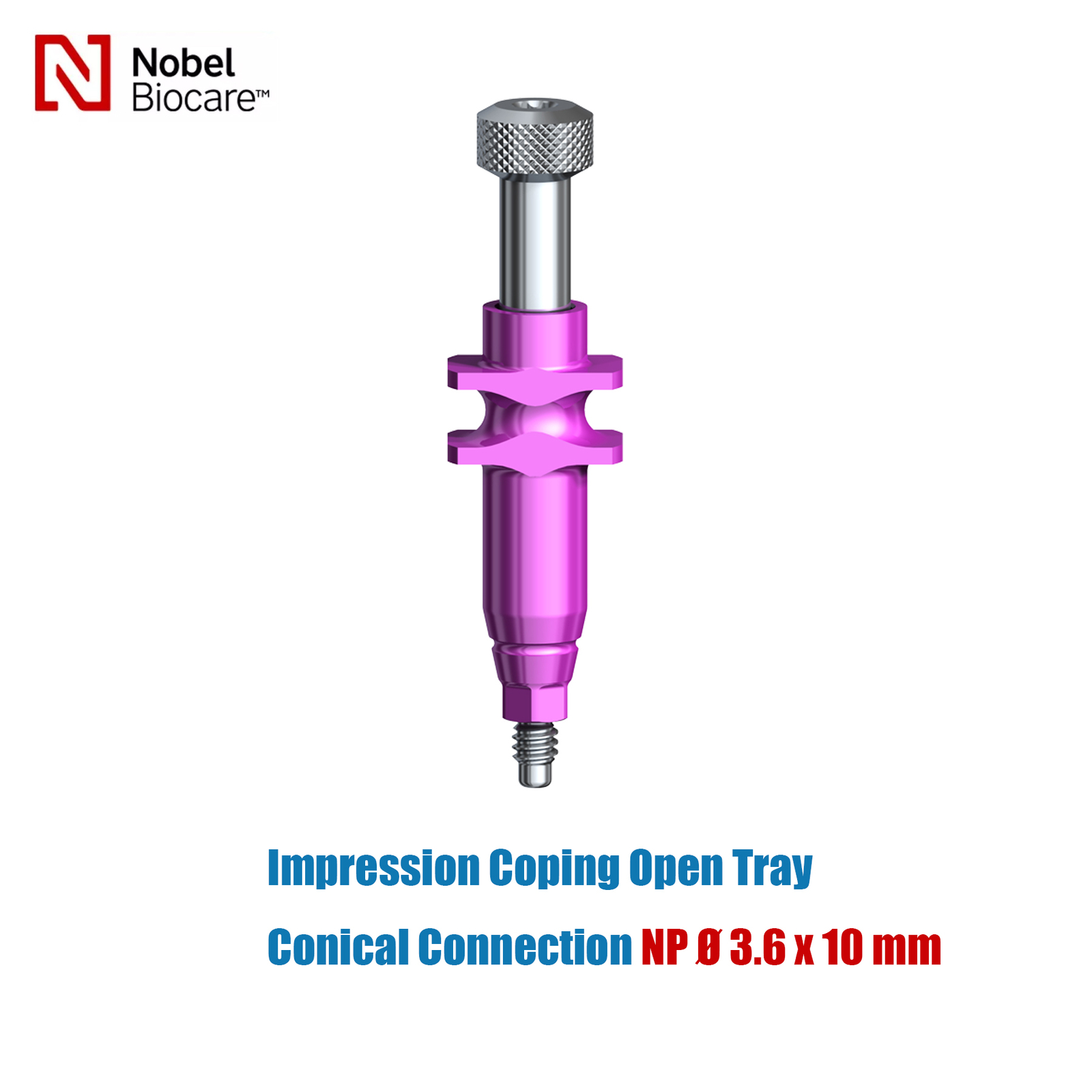 US Nobel Biocare NP RP Open Tray Impression Coping Ø3.6/5.0mm H10/14mm Titanium