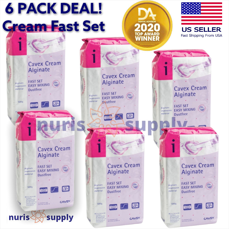 6 Pack Cavex Cream Alginate Fast Set Impression Material Bubble Gum Aroma 6x500g