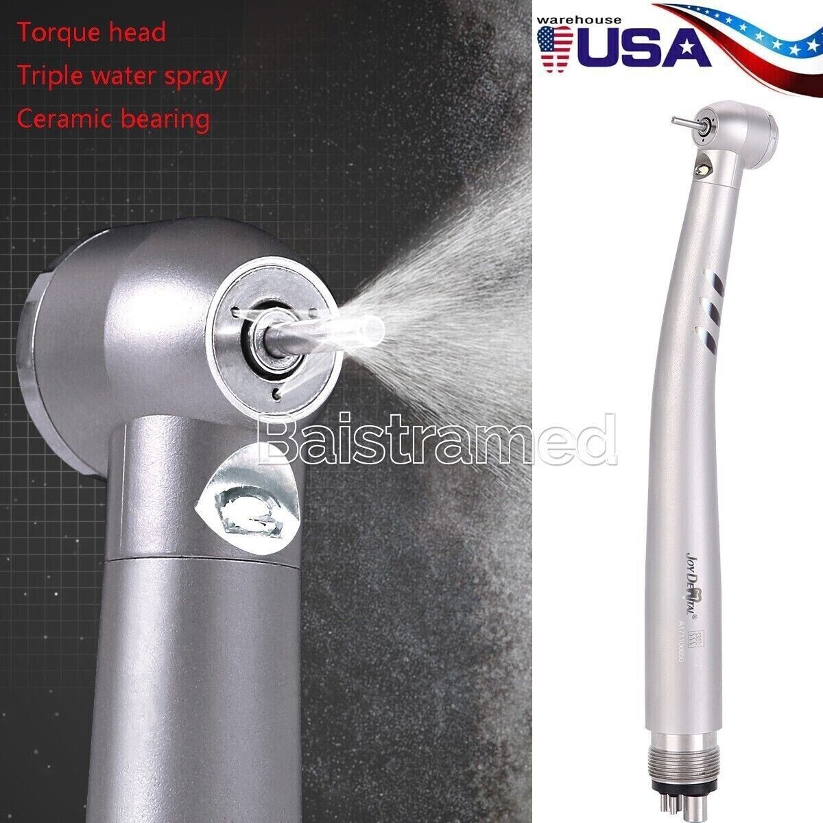 Dental Fiber Optic LED E-generator High Speed Handpiece Turbine 4 Holes AZDENT