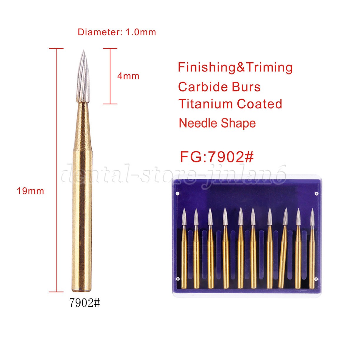 10 pcs Dental Tungsten Steel Carbide Burs FG 7902 for High Speed Handpiece