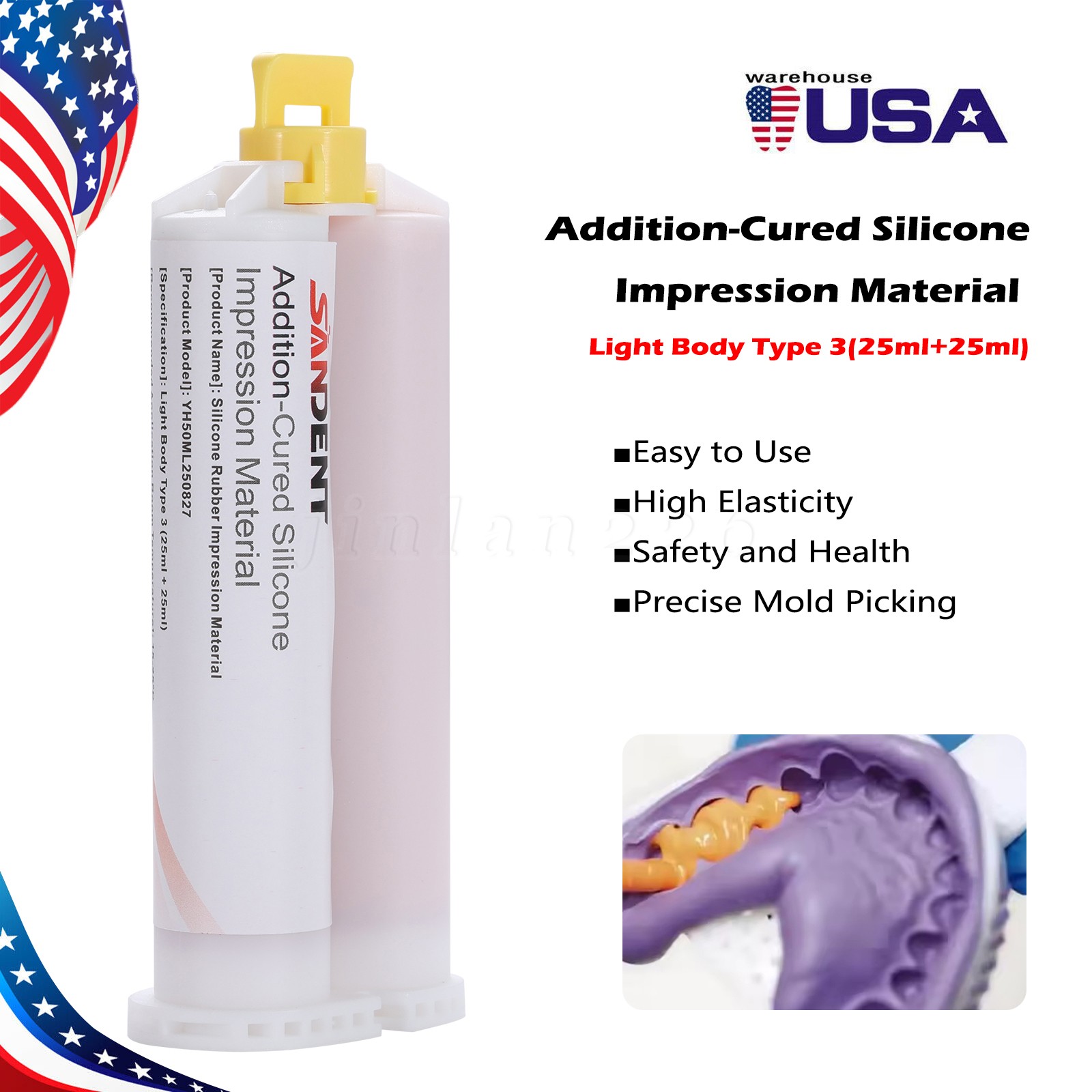VPS IMPRESSION MATERIAL LIGHT BODY FAST SET 4 x 50 ML HYGEDENT USA +20 Tips
