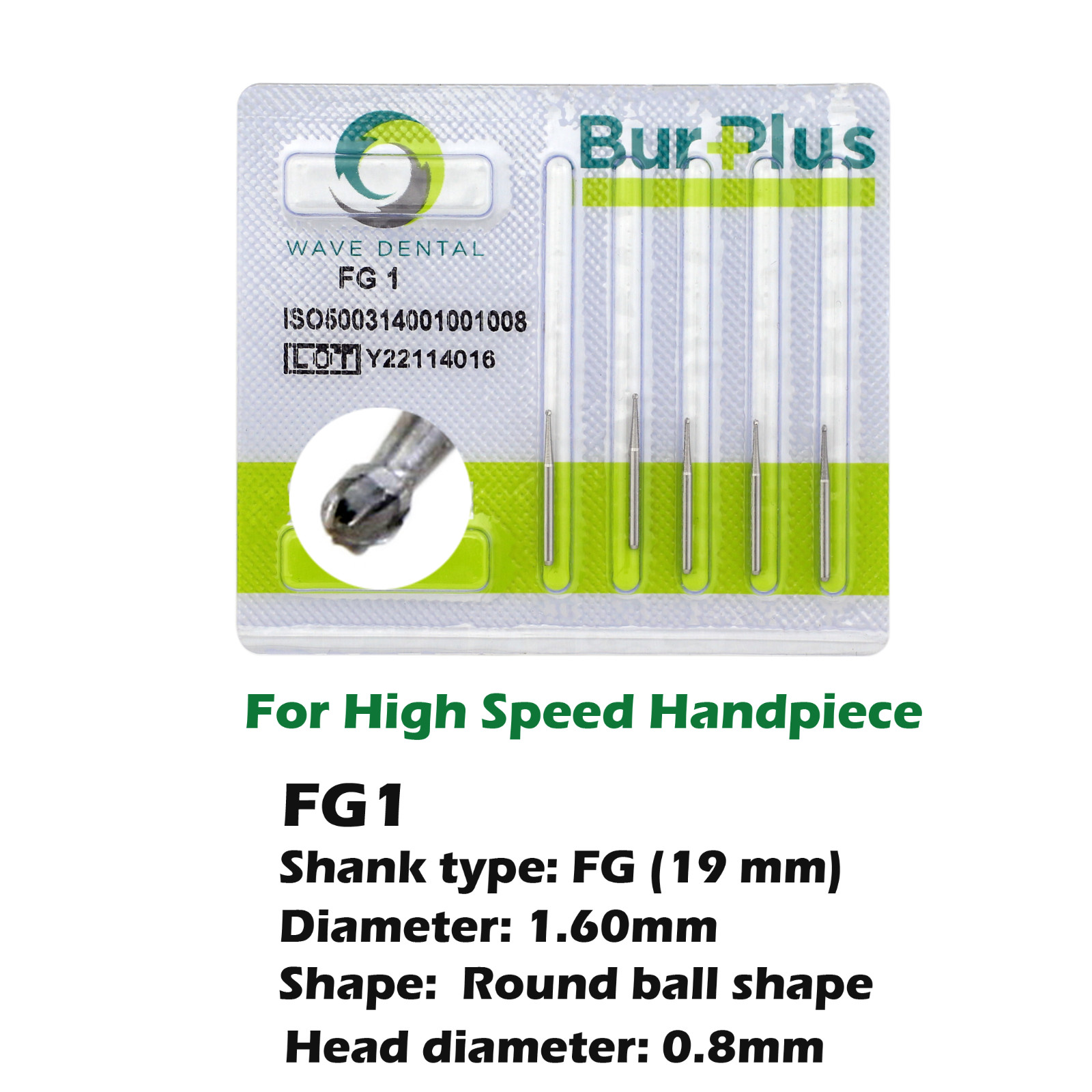 Wave Dental Carbide Bur Friction Grip High Speed Bur FG330 Round 1/4 2 4 6 8 557