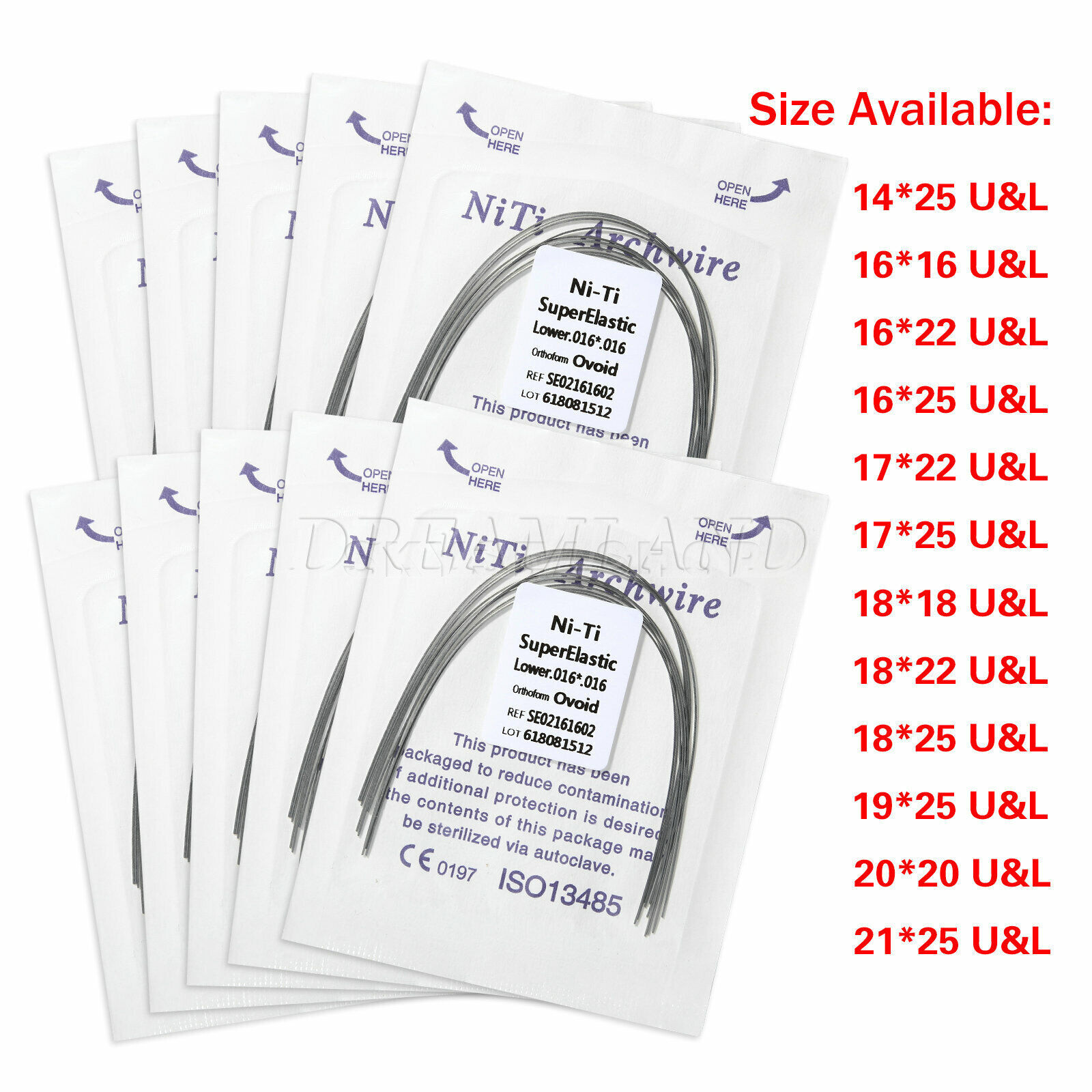 10 Packs Dent Orthodontic Niti Super Elastic Rectangular Arch Wire Ovoid/Oval