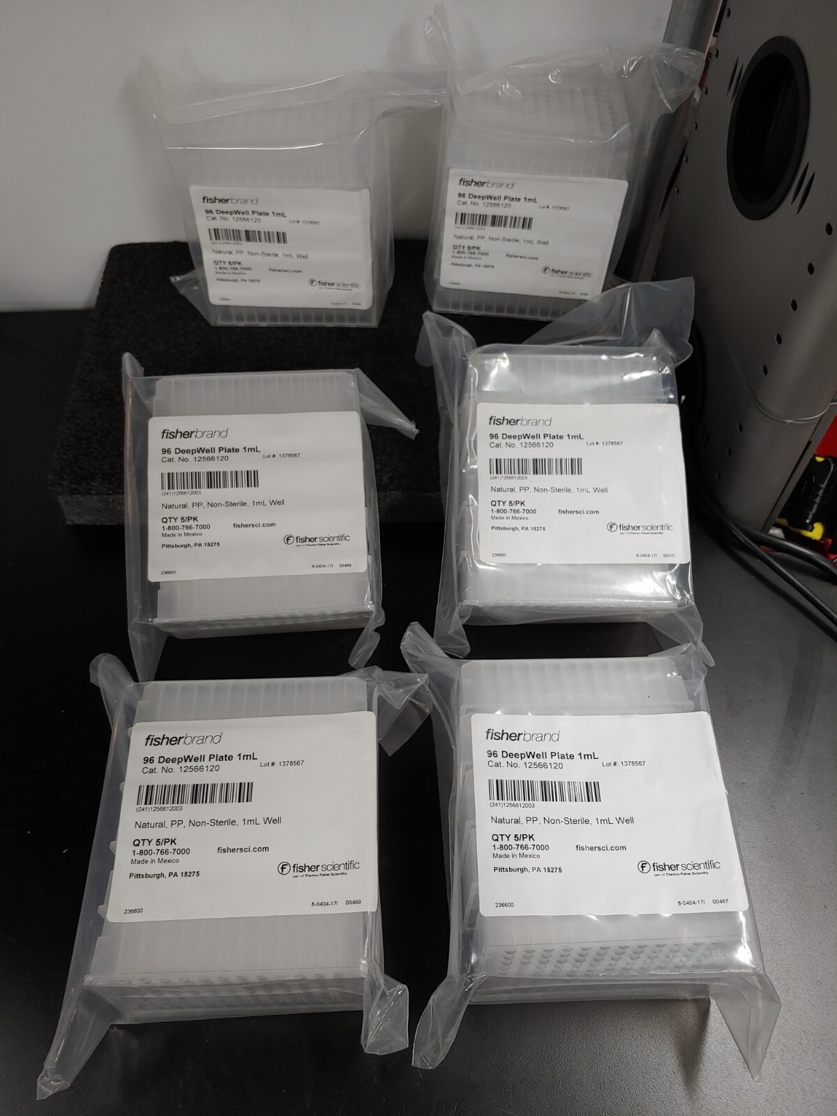 Lot of 6 FISHERBRAND 12566120 96 DeepWell Plate 1mL 5/PK 30pcs