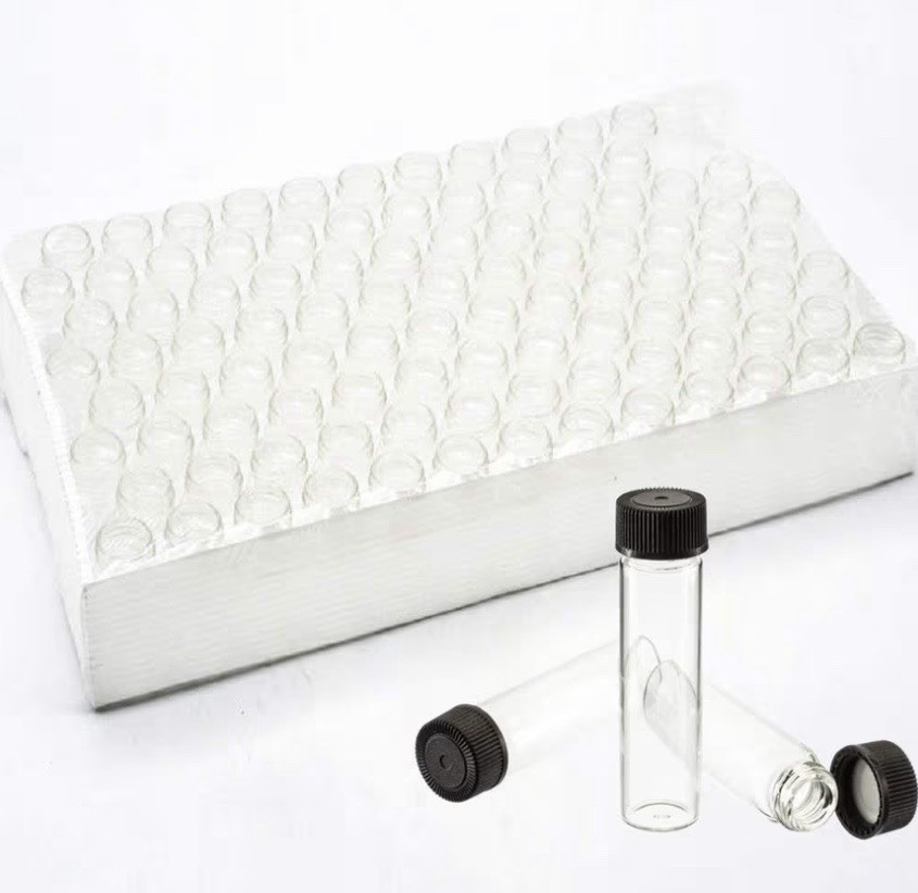 Pack of 100 Glass Vials with Black Phenolic Screw Caps (4ml, Clear)