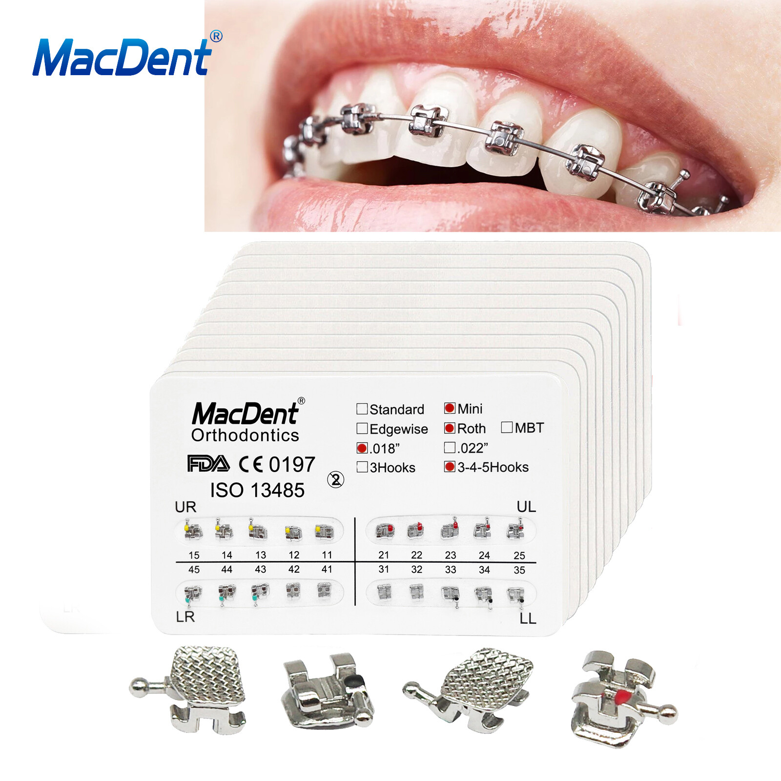 Dental Orthodontic Metal Self-ligating Ceramic Clear Crystal Brackets Braces ALL