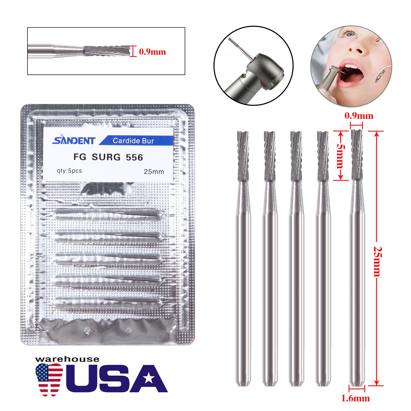 Dental Surgical Burs 2-5 557 330 Long FG SURG FGOS SL Carbide Bur For High Speed