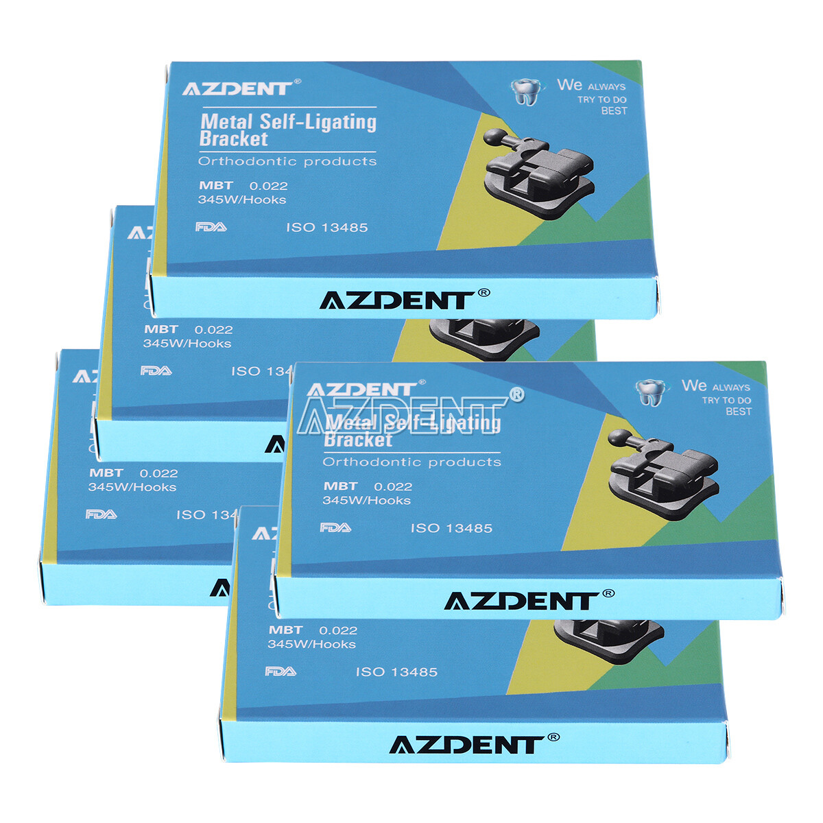 10X AZDENT Orthodontic MIM Self Ligating Braces Bracket Mini MBT .022 Hooks 345