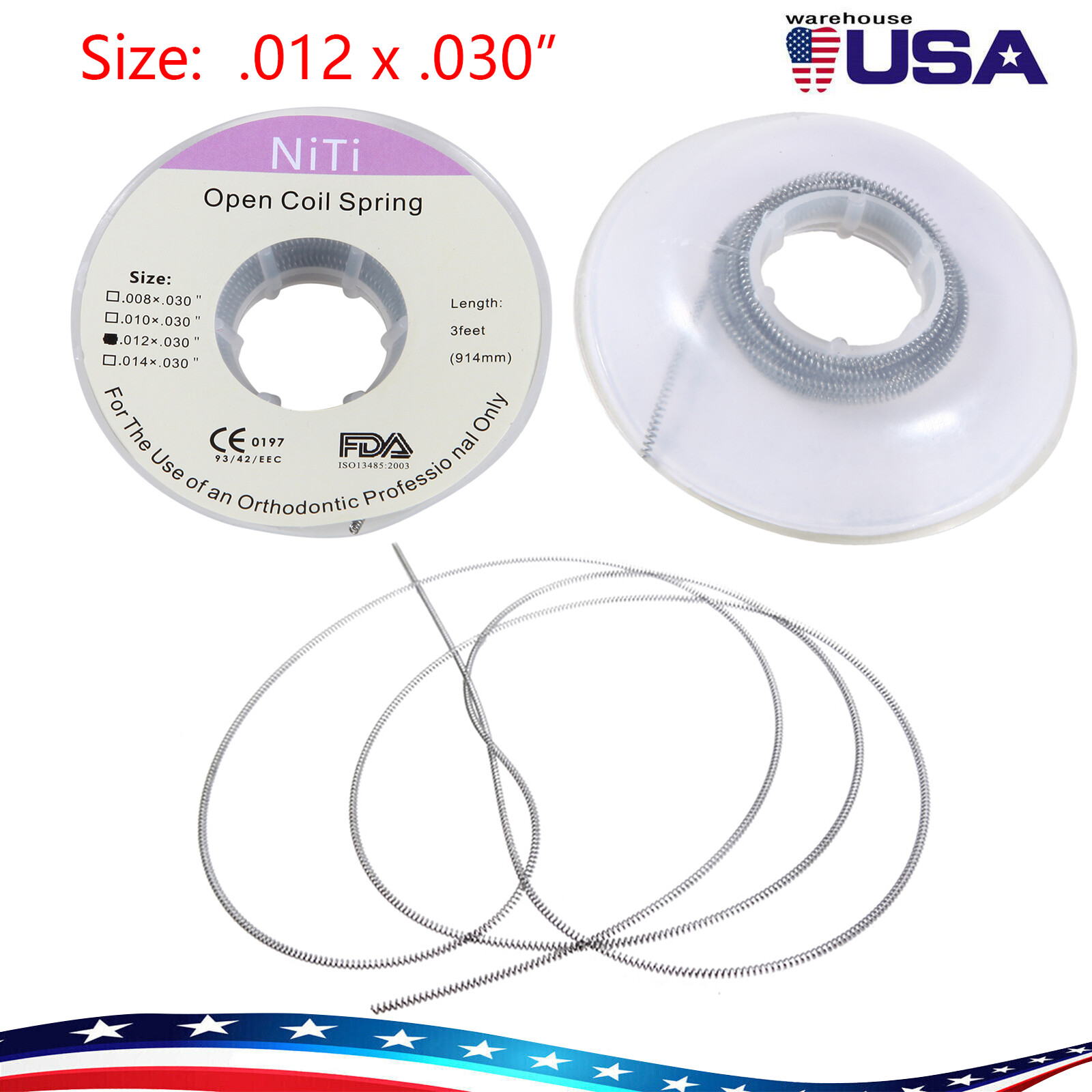 1-10 packs Dental Ortodoncia Niti Open Coil Springs 012/010 pulgada, 914 mm ns