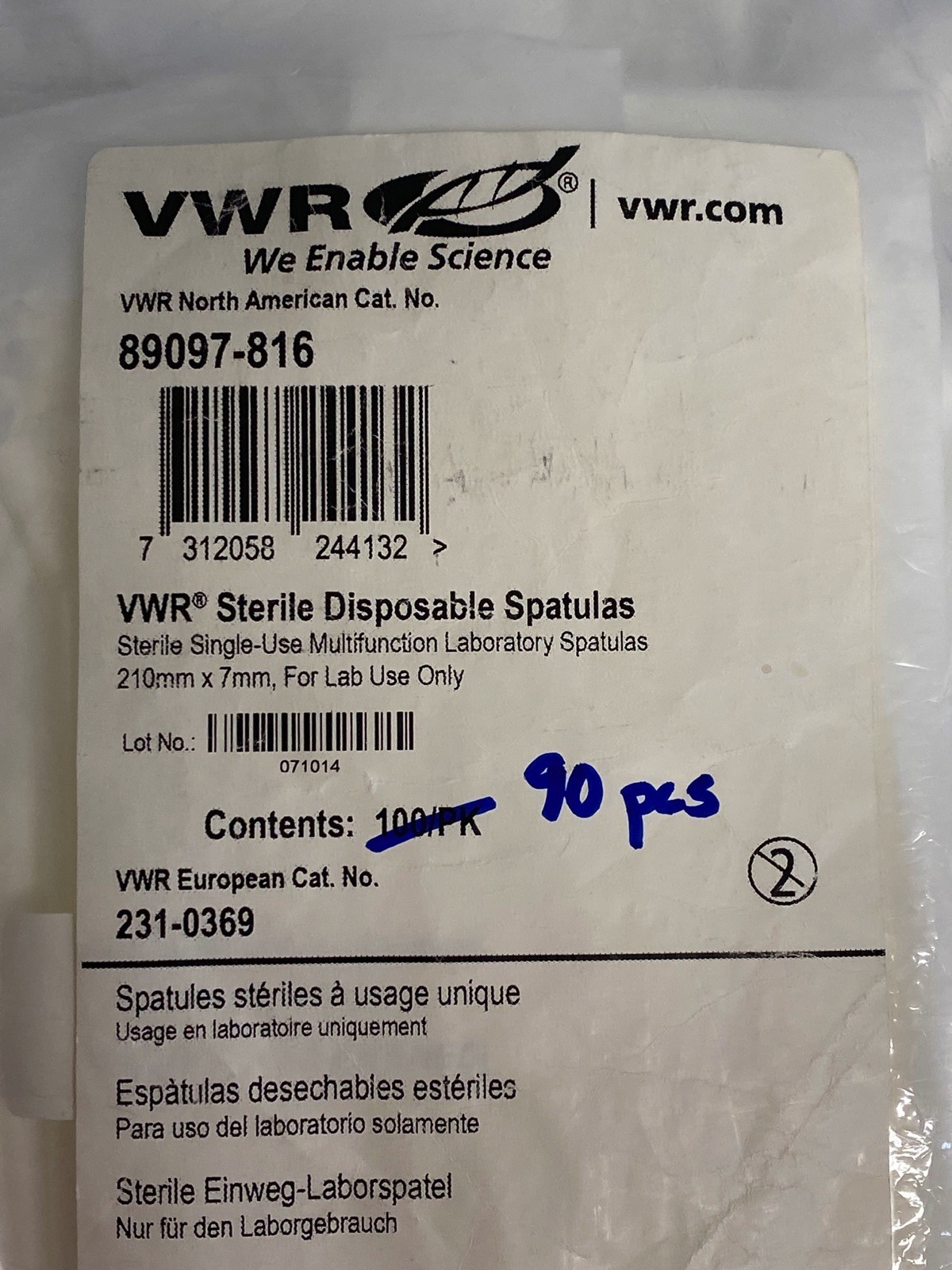 (90) VWR Disposable Clear Double-Ended Spoon Scoop Spatula 210mm x 7mm 89097-816