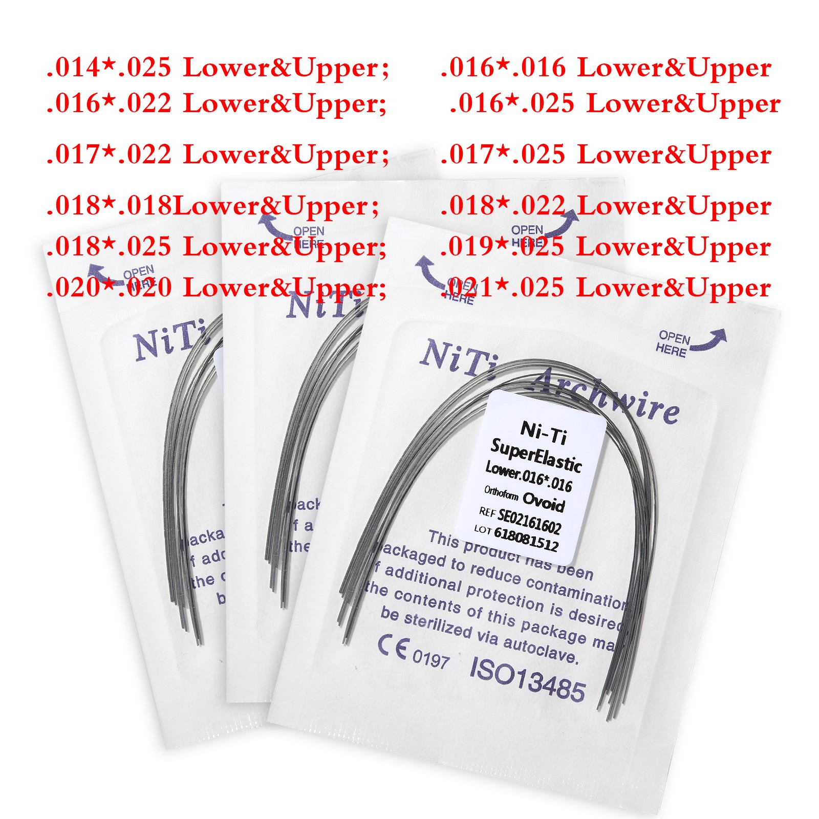 10 Packs/100pcs Dent Orthodontic Super Elastic Niti Rectangular Arch Wires O