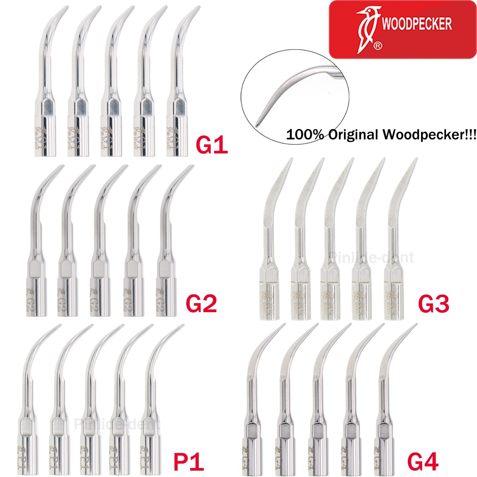 Woodpecker Dental Ultrasonic Piezo Scaler Perio Tips G1 G2 G3 G4 P1 Fit EMS