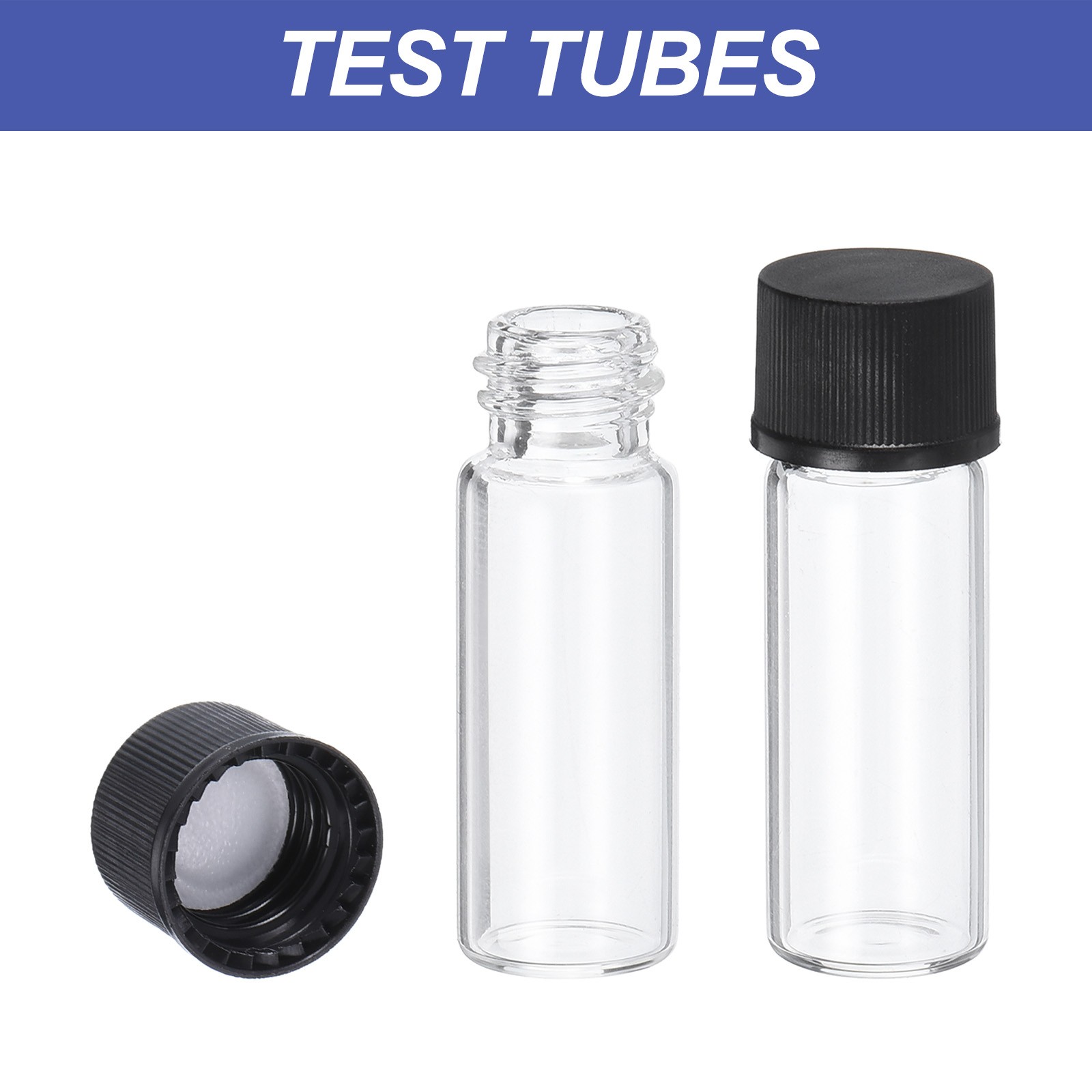 2ml Clear Glass Vials, 25 Pack Sample Vials Reagent Media Bottle with Labels