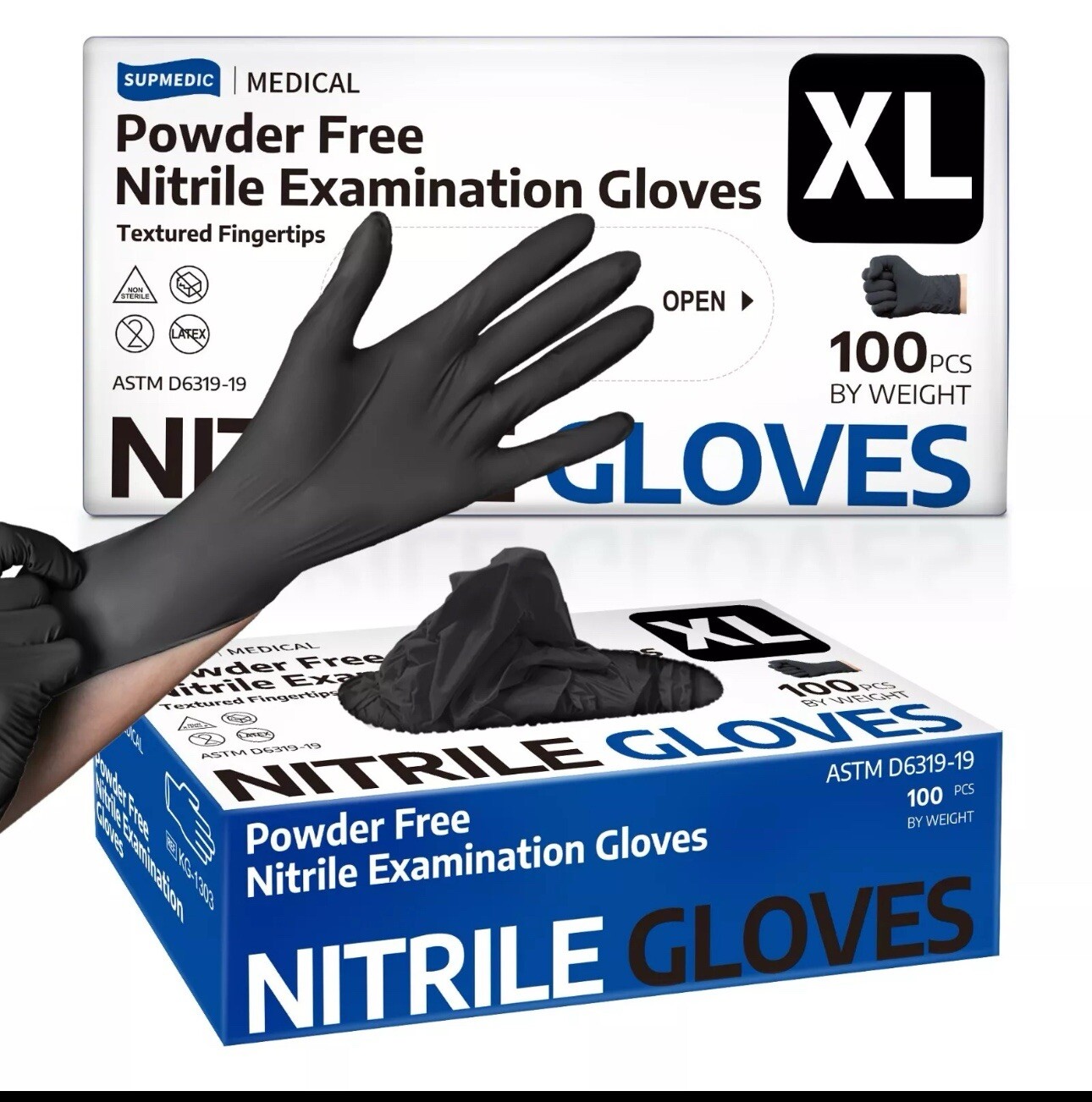 Nitrile Gloves, Black – XL (100 Pack)