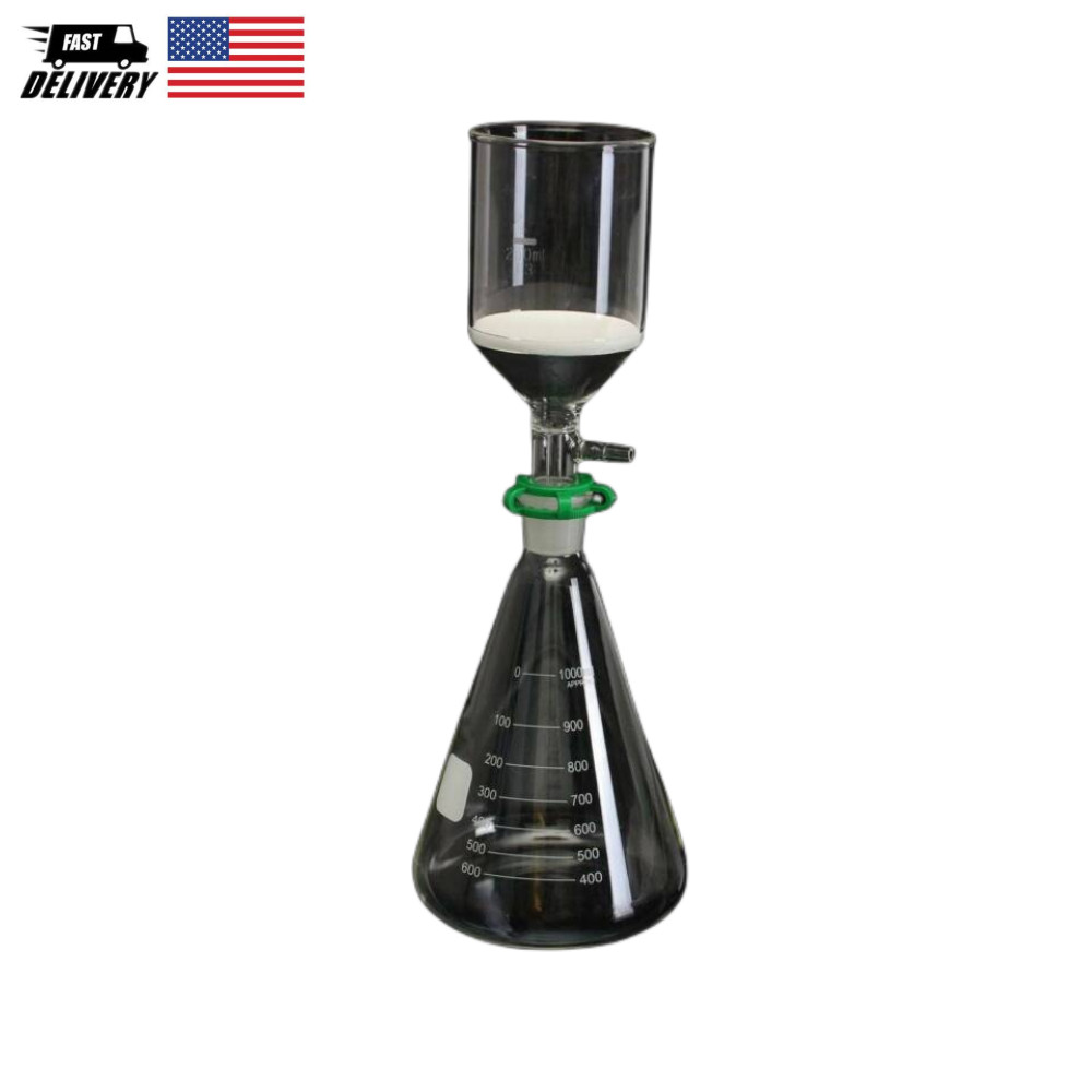 Lab Filtering Flask Glass Vacuum Suction Filter 1000ml Buchner Funnel 350ml Kit