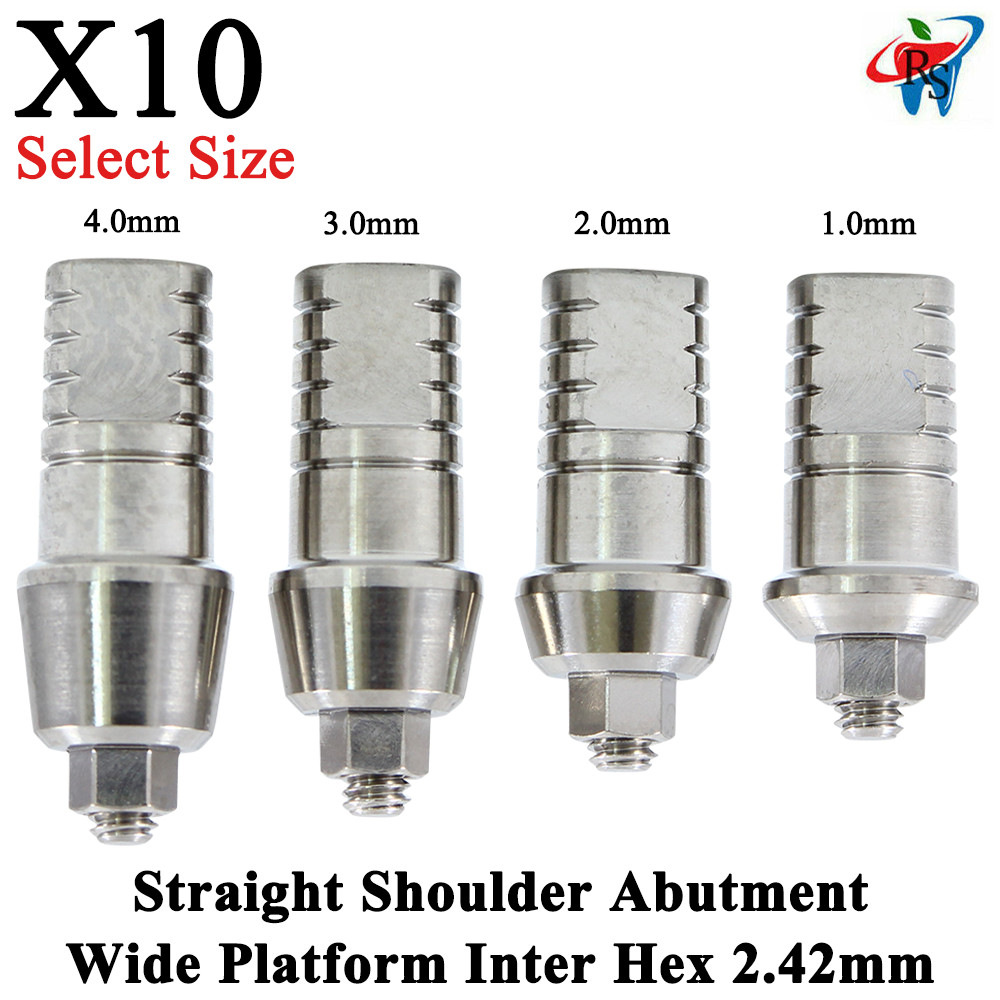 10x Dental Imp lant Straight Shoulder Abutment Wide Platform Internal Hex 2.42mm