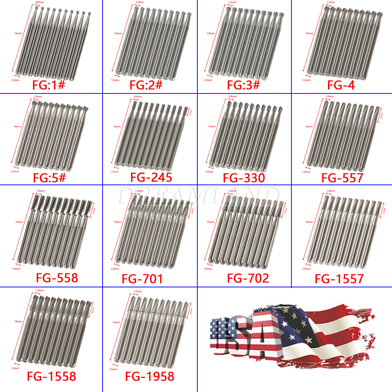 Dental Round Tungsten Carbide FG RA Bur For (Surgical) High Speed Handpiece